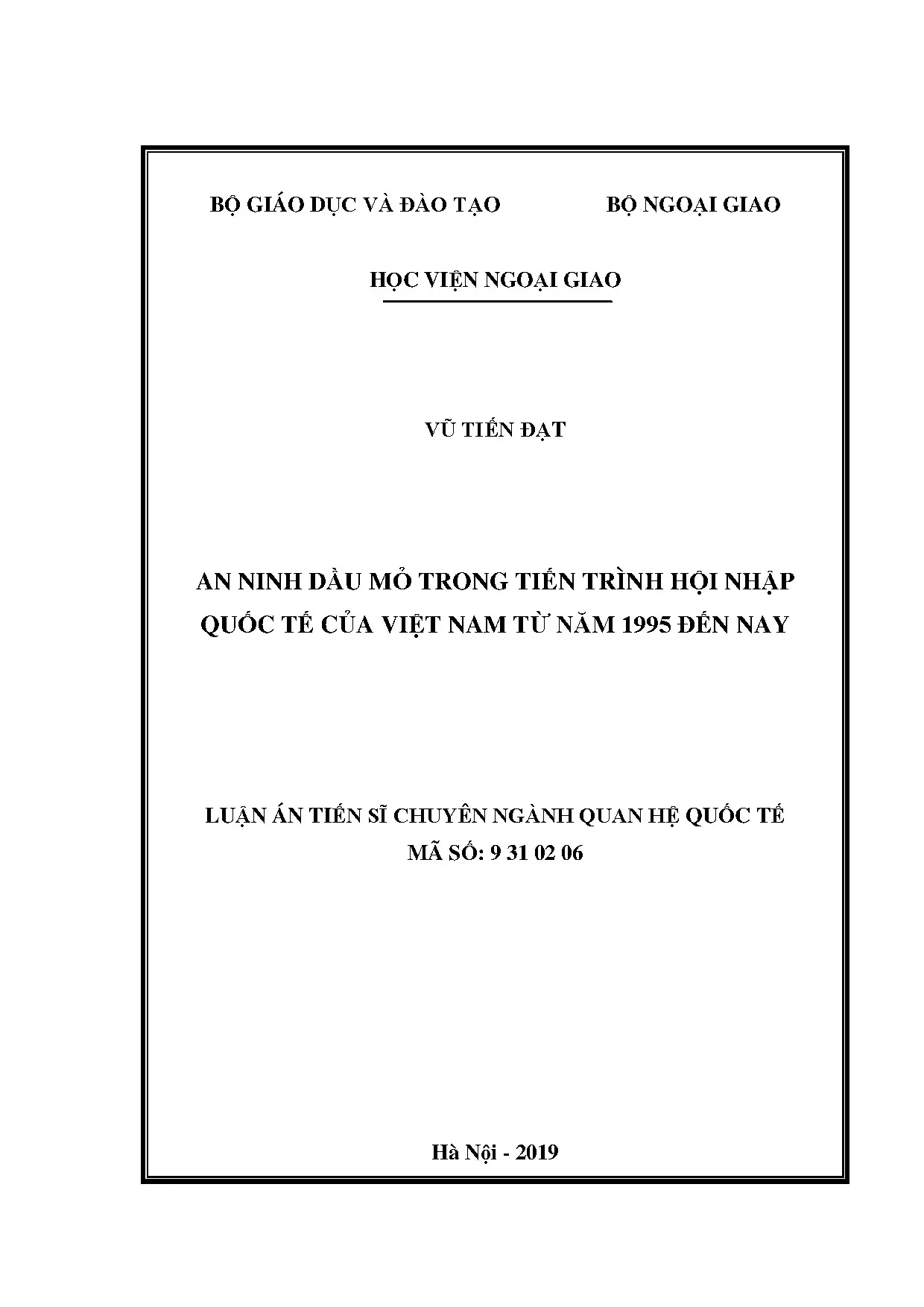 An ninh dầu mỏ và hội nhập quốc tế của Việt Nam