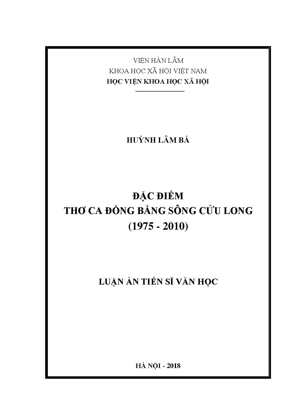 Đặc điểm Thơ ca Đồng bằng Sông Cửu Long 1975-2010