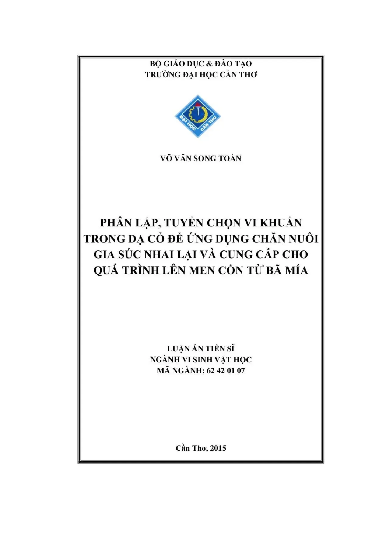Phân lập tuyển chọn vi khuẩn trong dạ cỏ để ứng dụng chăn nu