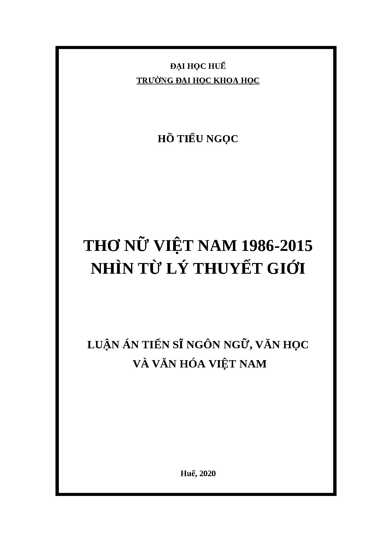 Nghiên cứu lý thuyết giới trong thơ nữ Việt Nam 1986-2015