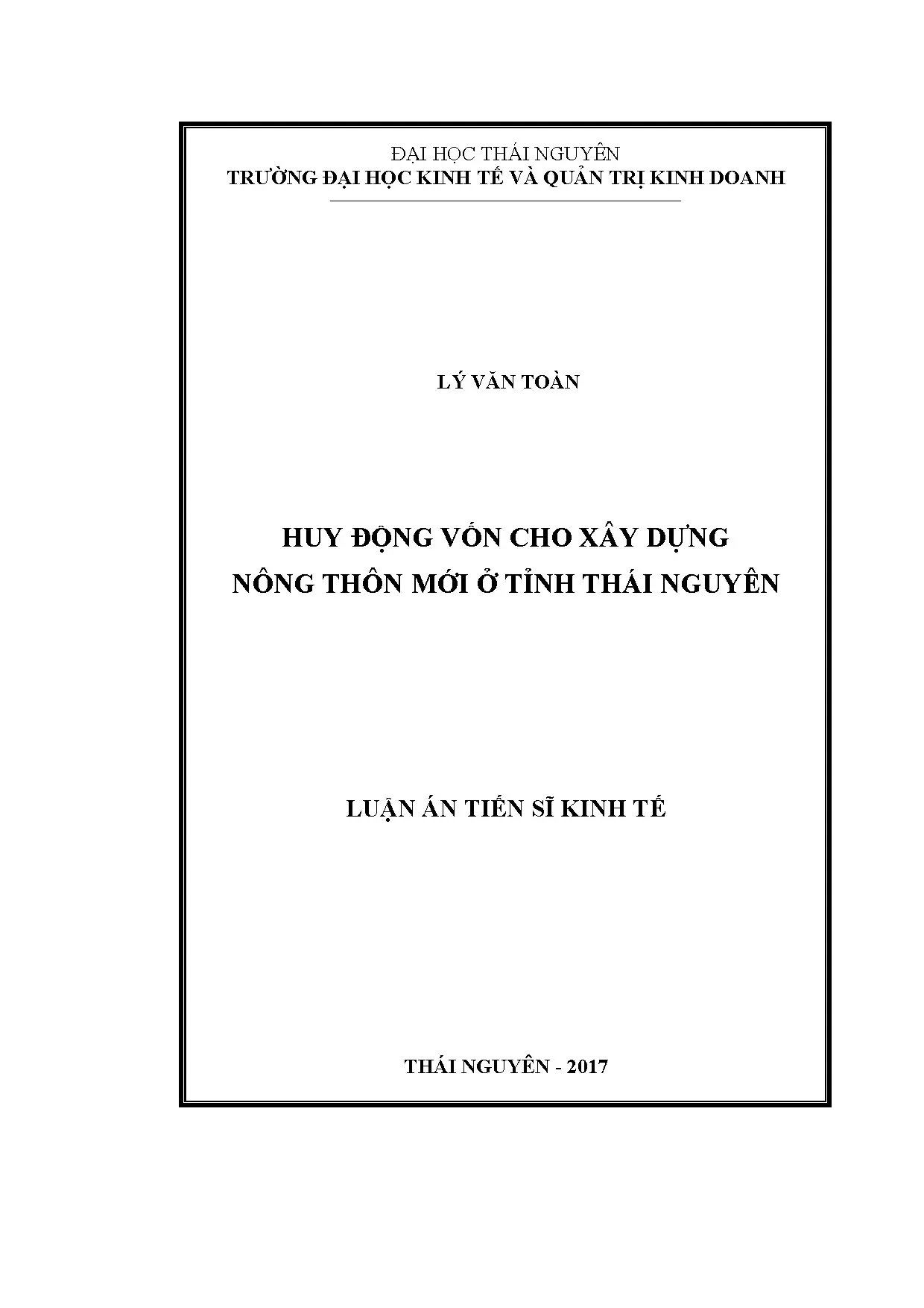 Huy động vốn cho xây dựng nông thôn mới ở Thái Nguyên
