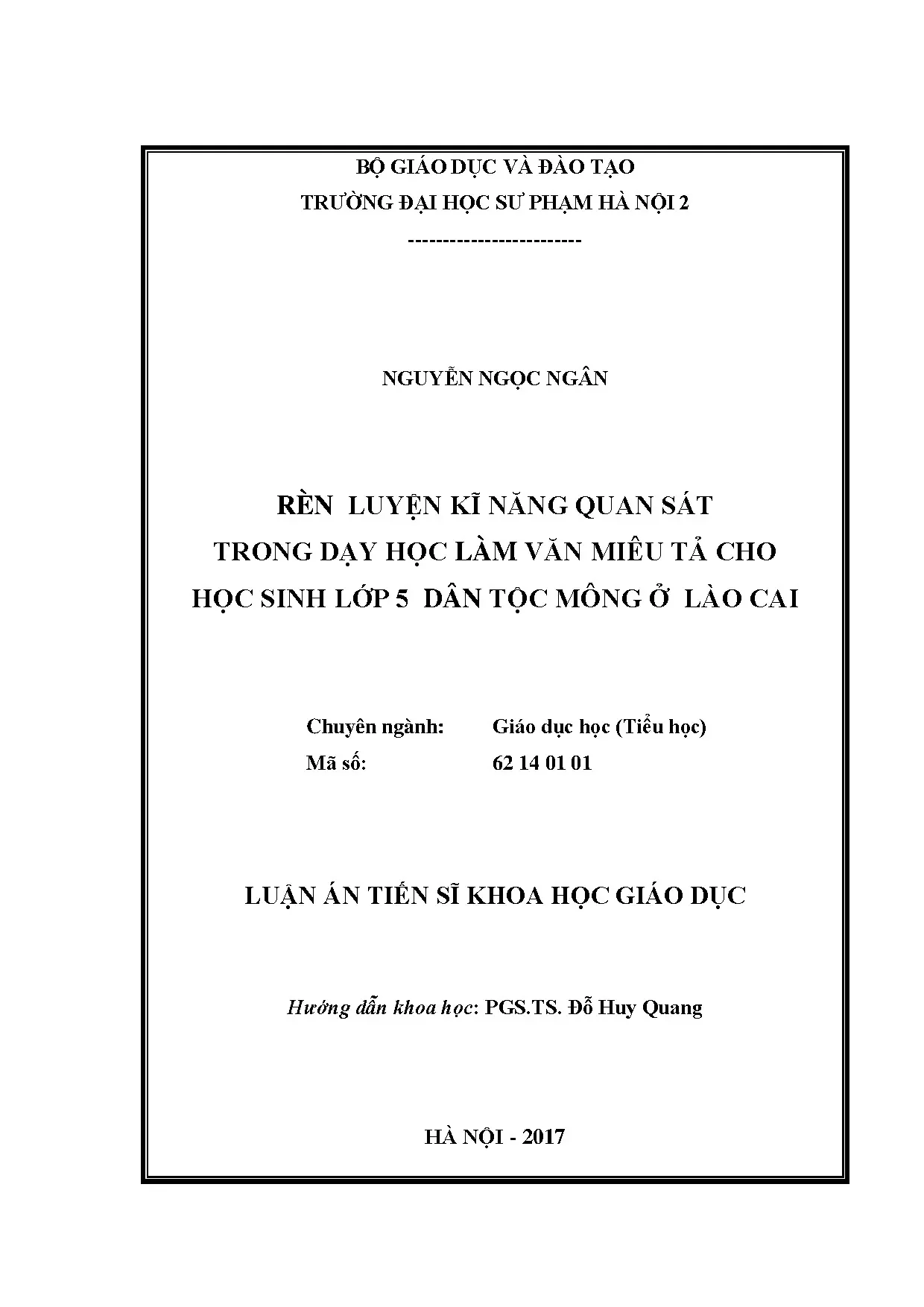 Rèn kĩ năng quan sát văn miêu tả cho HS lớp 5 dân tộc Mông
