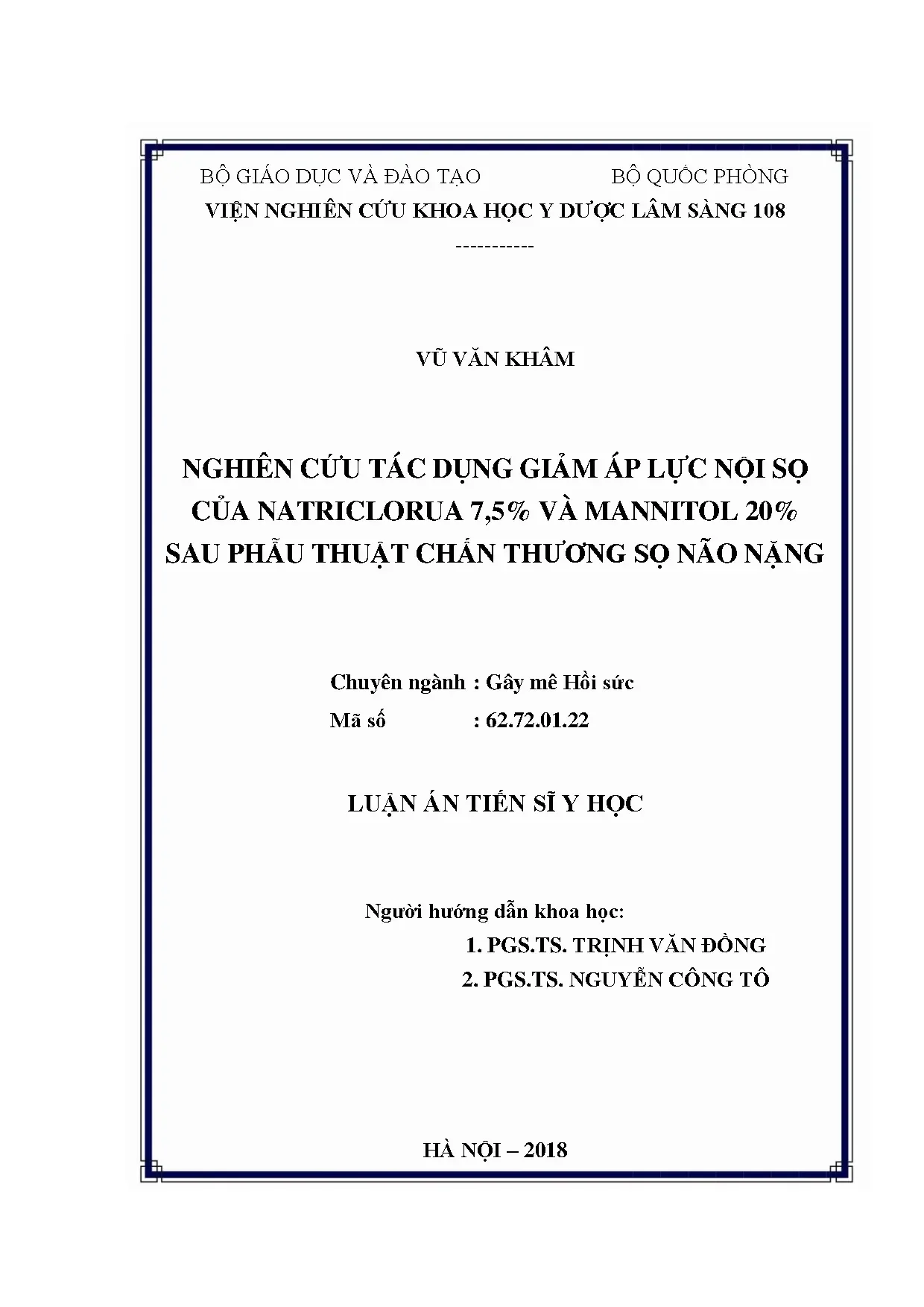 So sánh NaCl 7,5% và Mannitol 20% giảm áp lực nội sọ