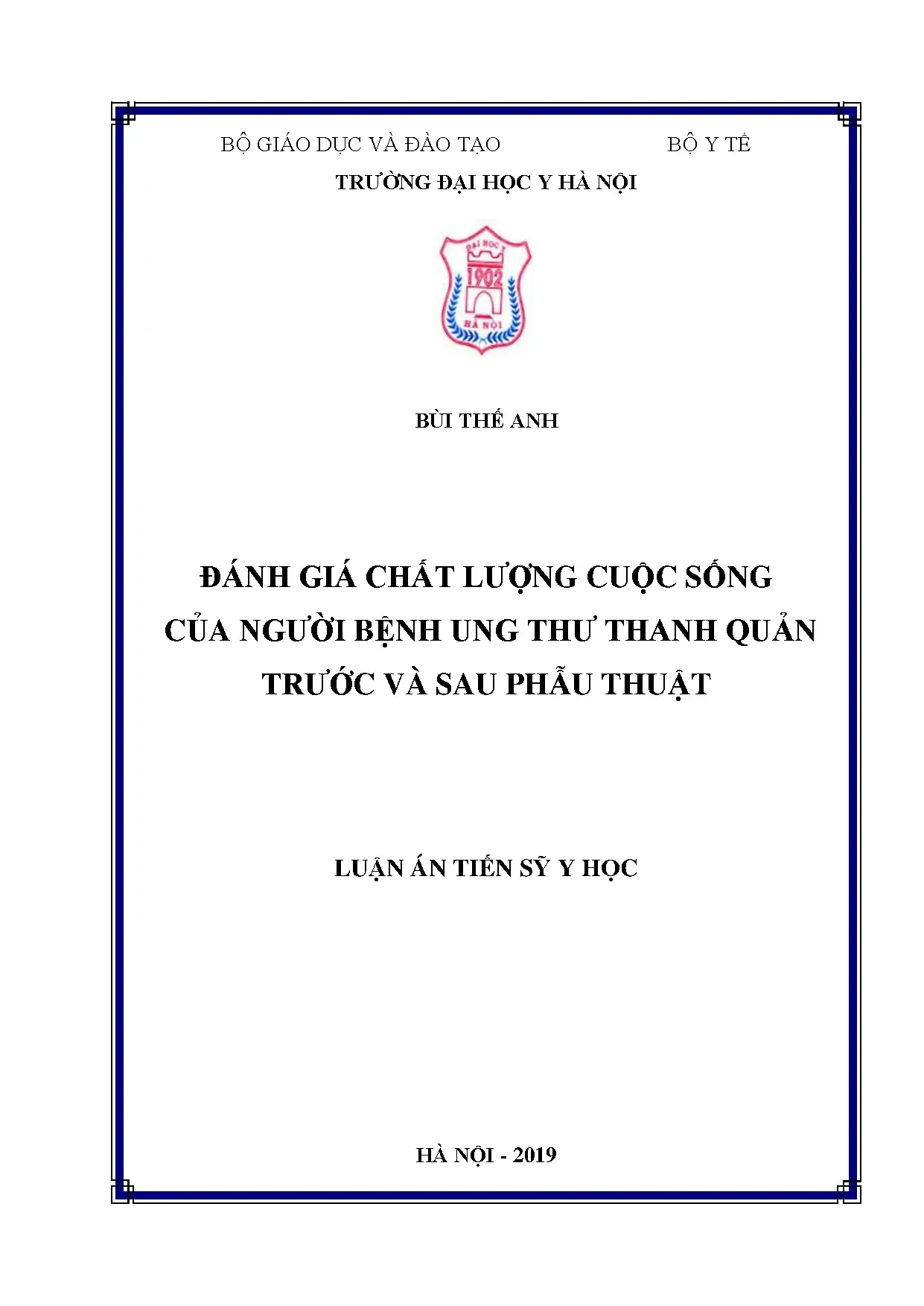 Đánh giá chất lượng cuộc sống bệnh nhân ung thư thanh quản
