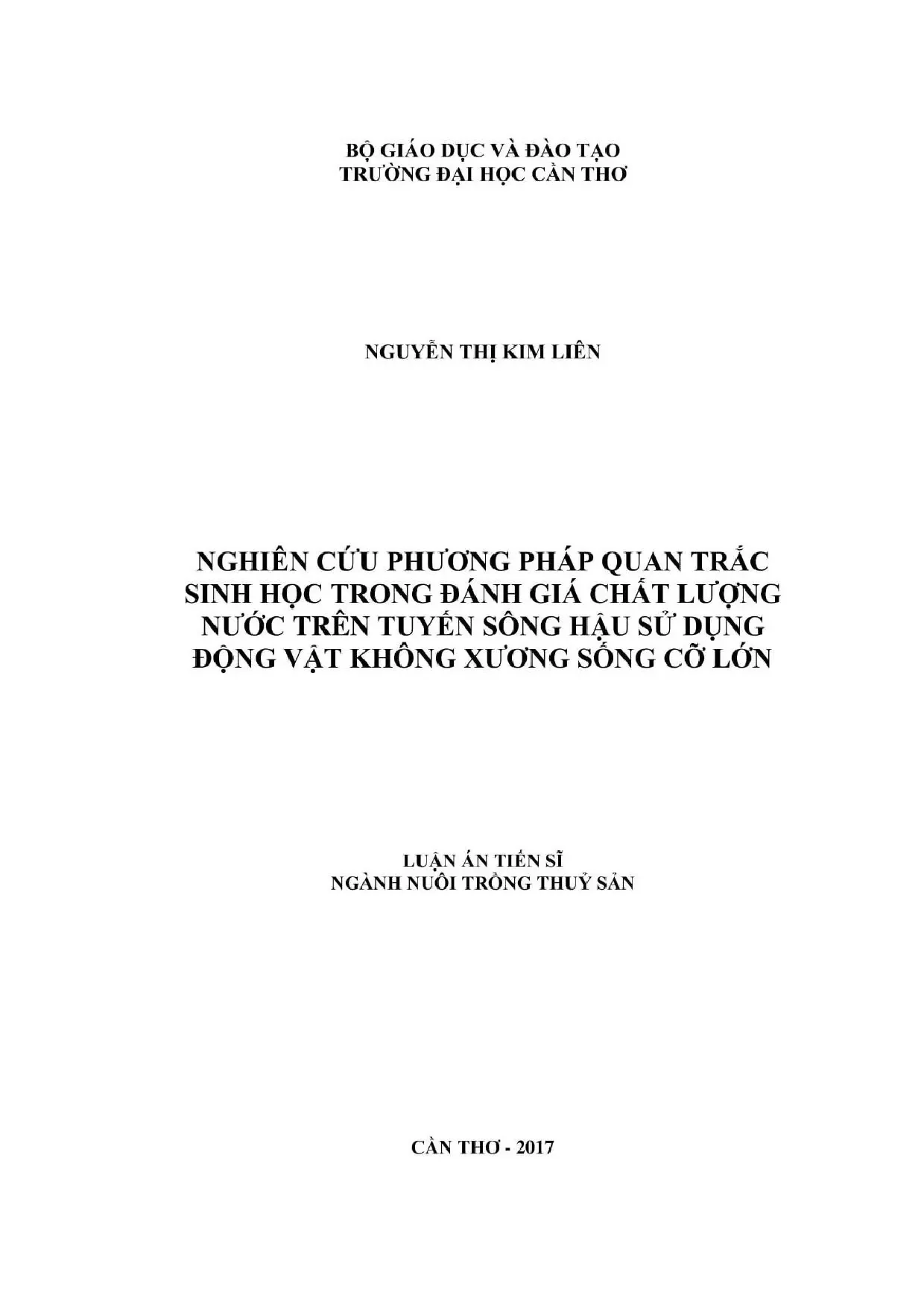 Nghiên cứu phương pháp quan trắc sinh học trong đánh giá chấ