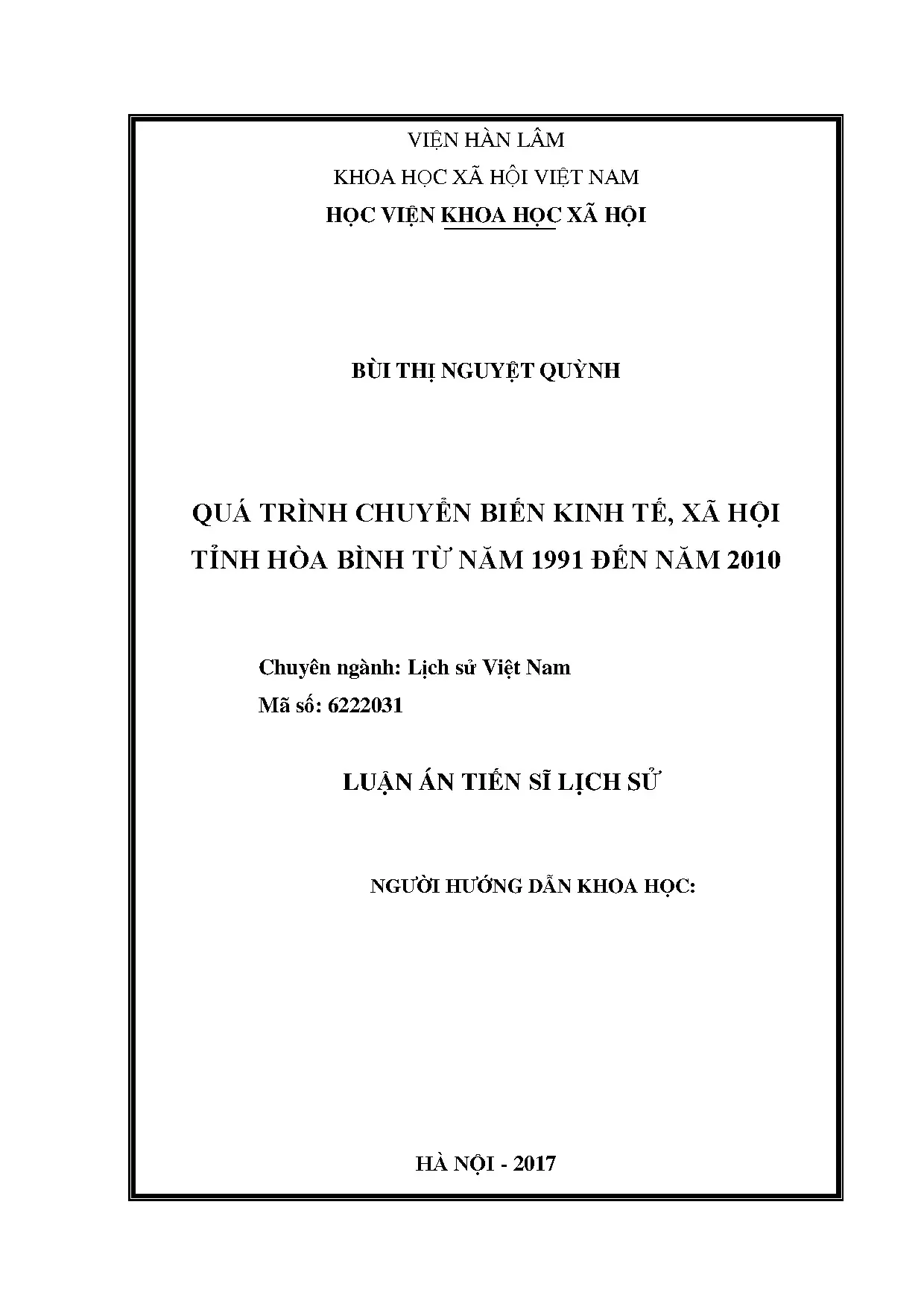 Quá trình chuyển biến kinh tế xã hội Hòa Bình 1991-2010