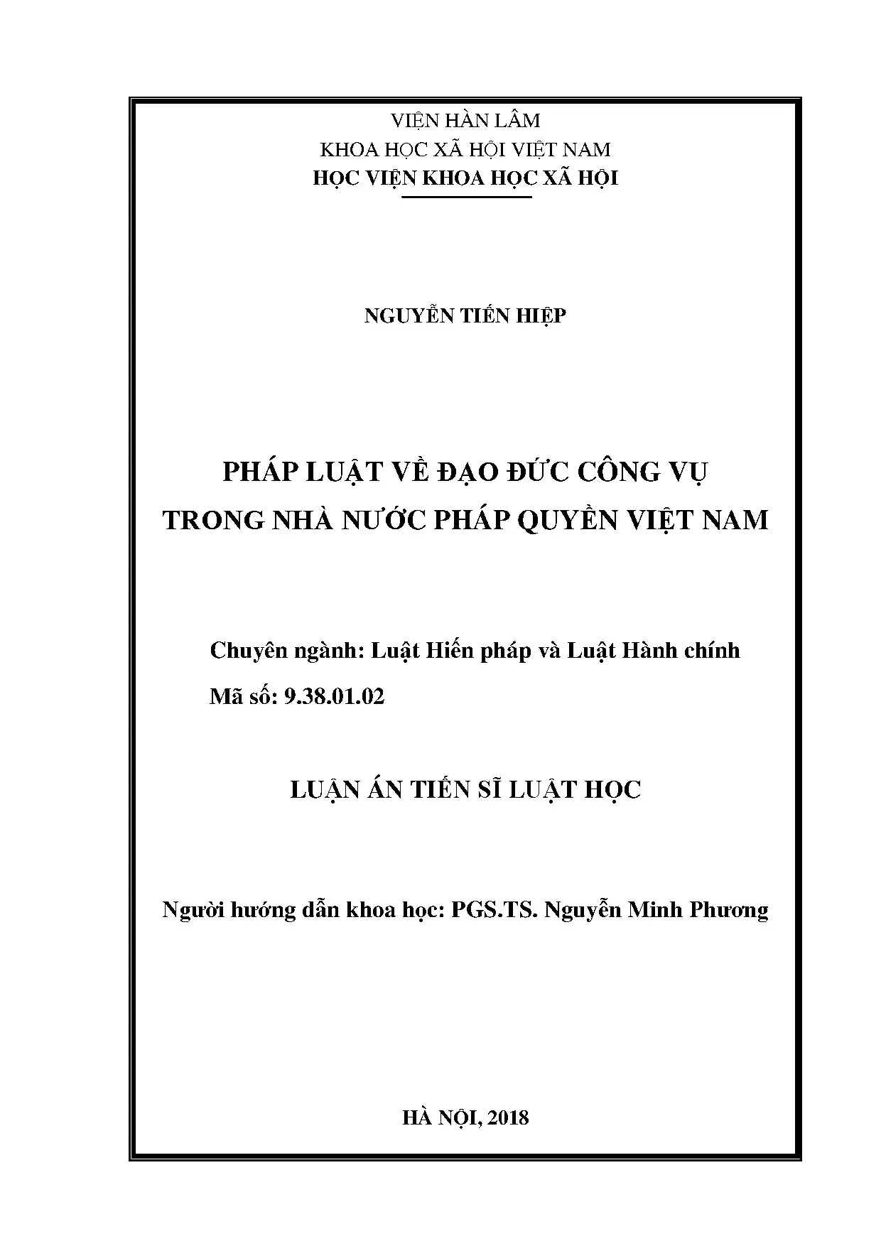 Luật Đạo đức Công vụ Việt Nam trong Nhà nước Pháp quyền
