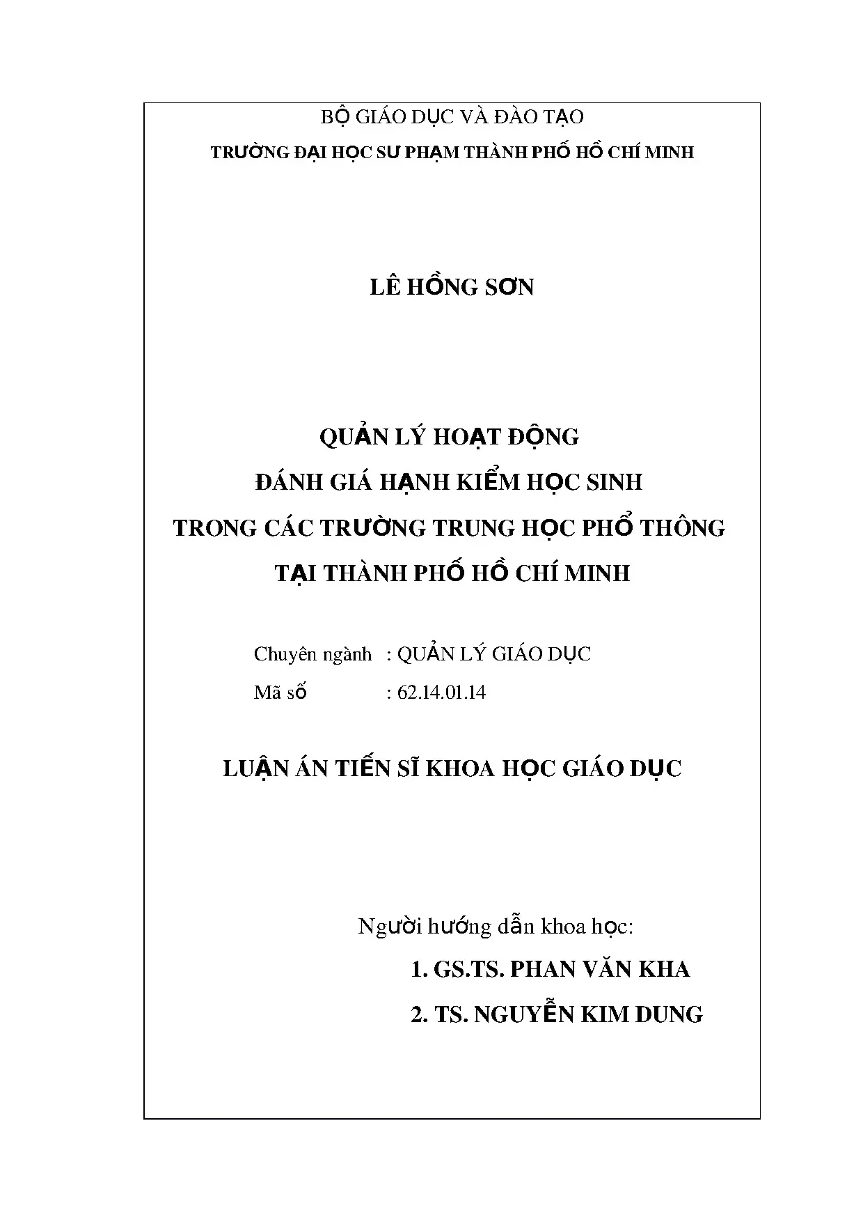 Quản lý đánh giá hạnh kiểm học sinh THPT tại TP.HCM (52 ký tự)