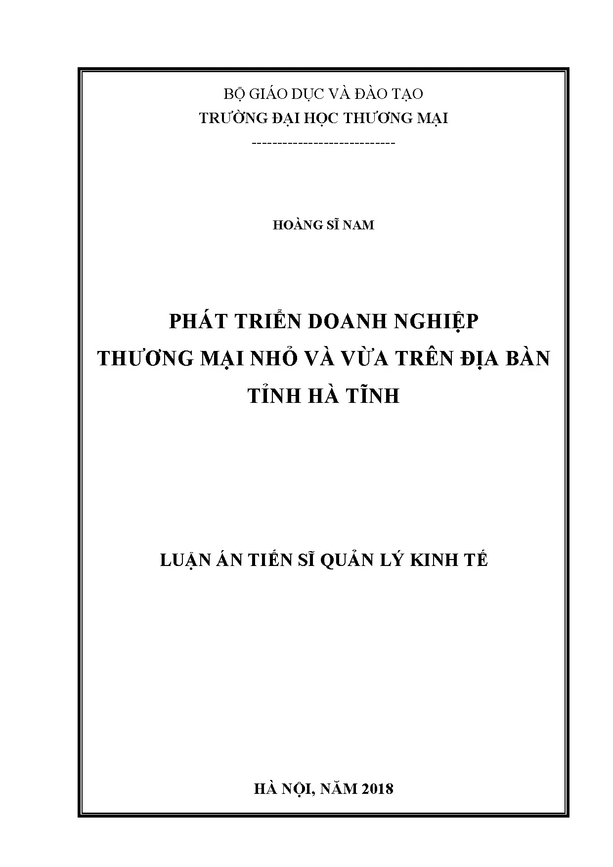 Phát triển doanh nghiệp thương mại nhỏ và vừa tỉnh Hà Tĩnh