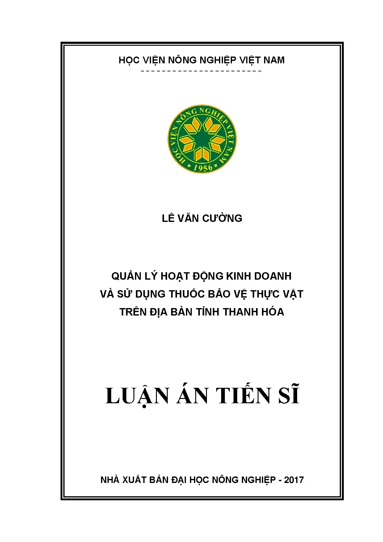 Quản lý kinh doanh và sử dụng thuốc BVTV tại Thanh Hóa