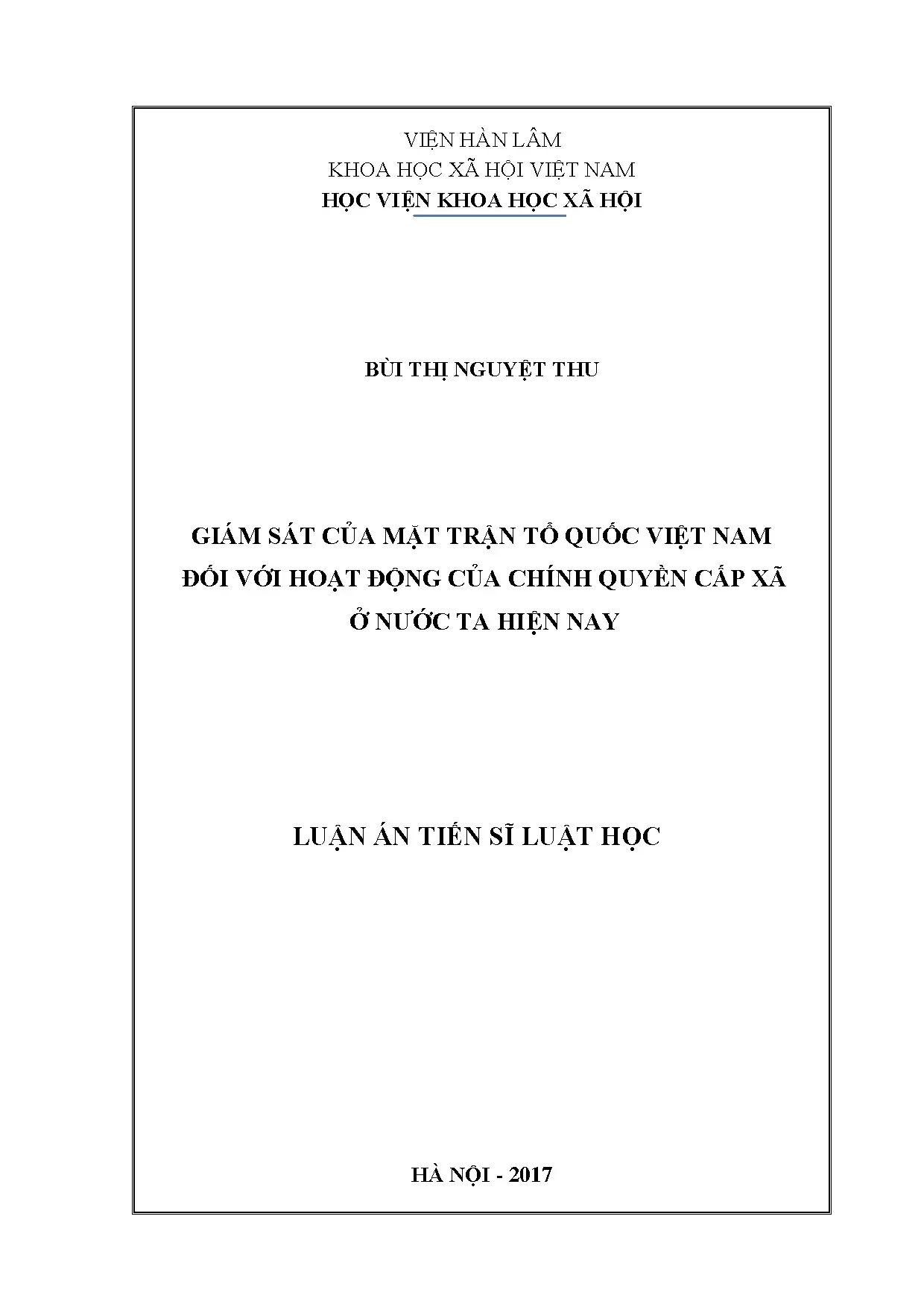 Giám sát Mặt trận Tổ quốc Việt Nam với chính quyền cấp xã