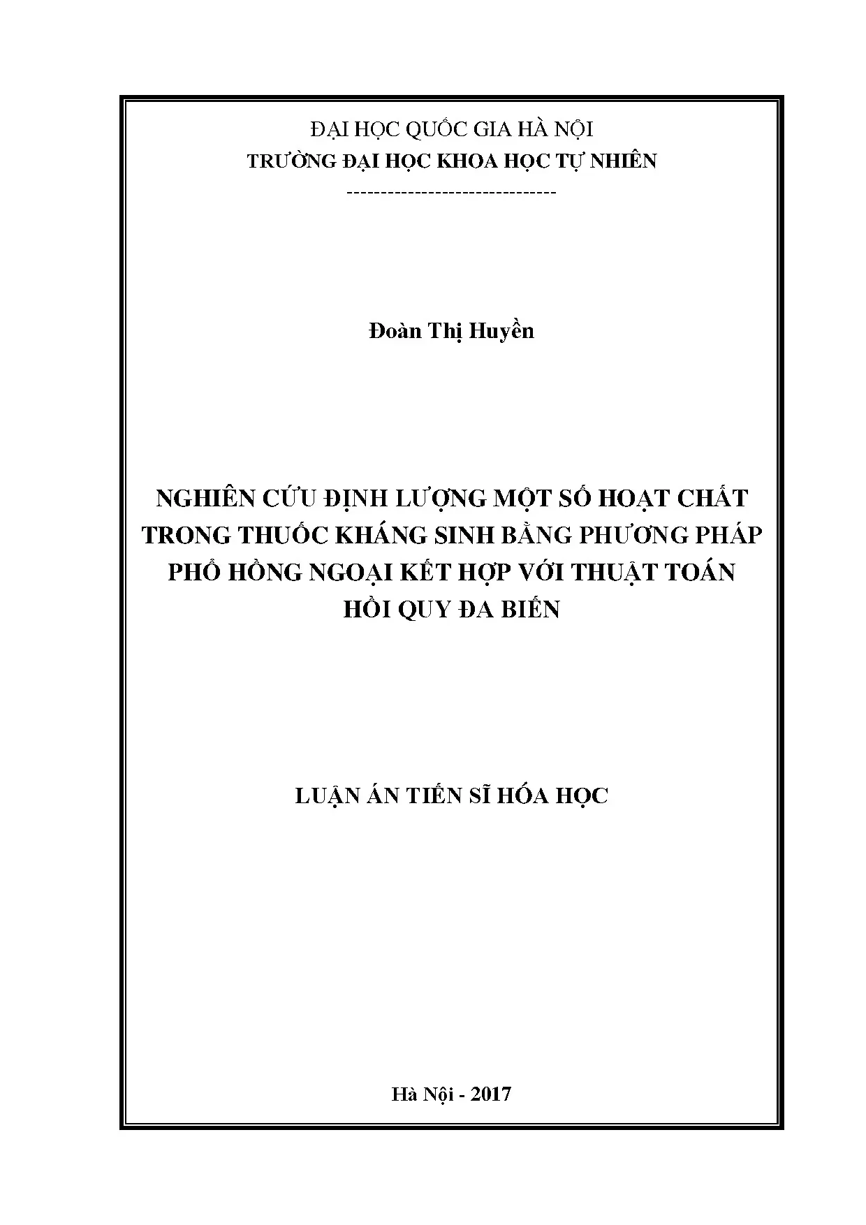 Định lượng hoạt chất kháng sinh bằng phổ hồng ngoại và hồi quy đa biến