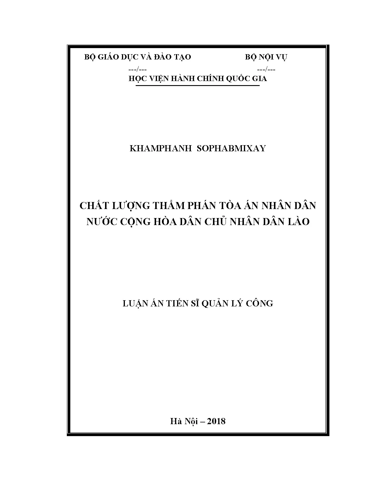 Nghiên cứu chất lượng thẩm phán Tòa án nhân dân Lào