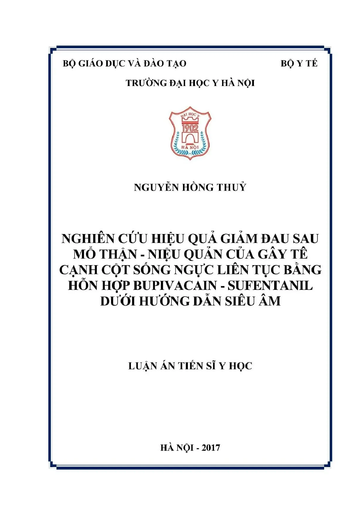 Nghiên cứu hiệu quả giảm đau sau mổ thận niệu quản của gây t