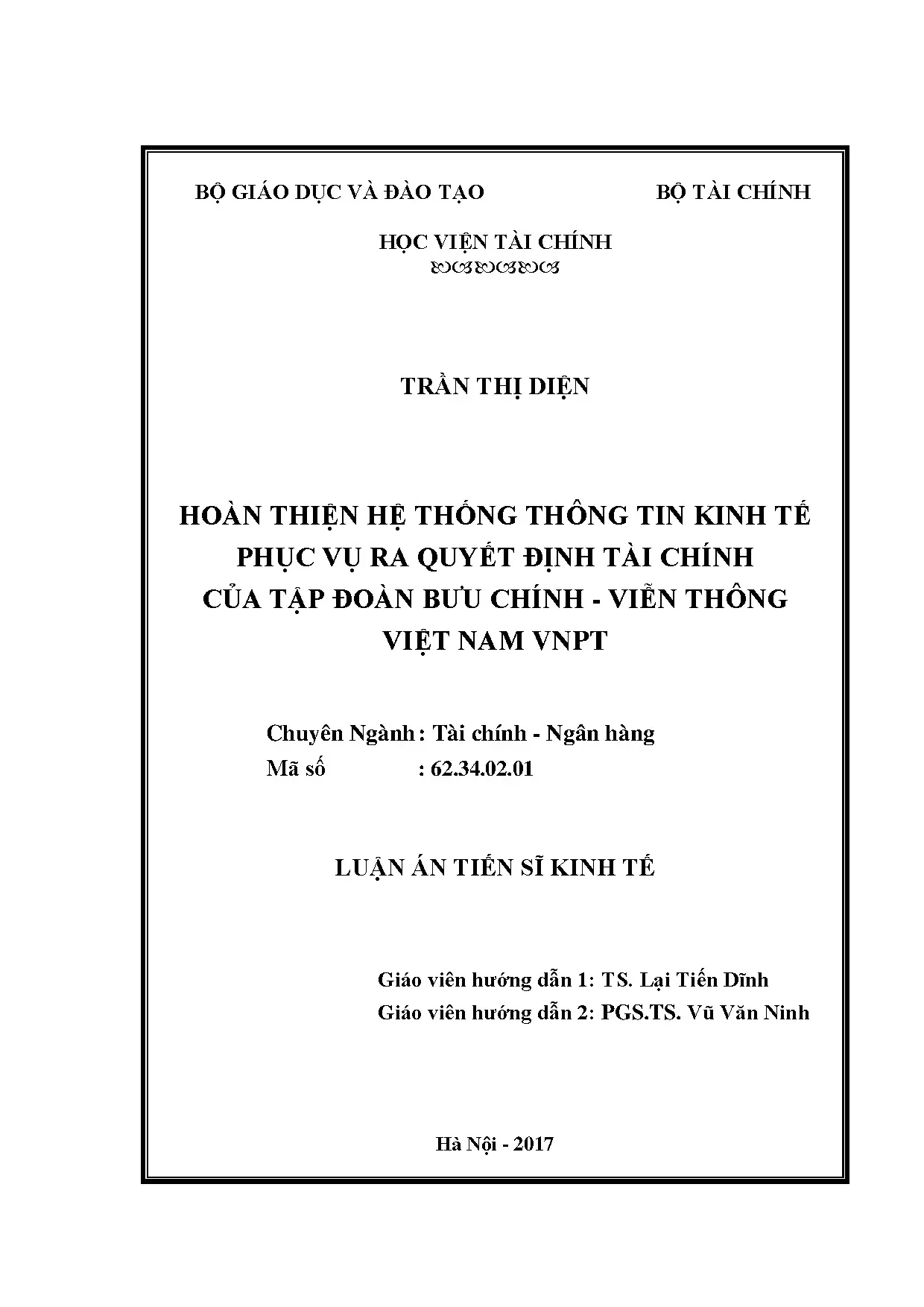 Hoàn thiện hệ thống thông tin kinh tế phục vụ quyết định tài chính tại VNPT