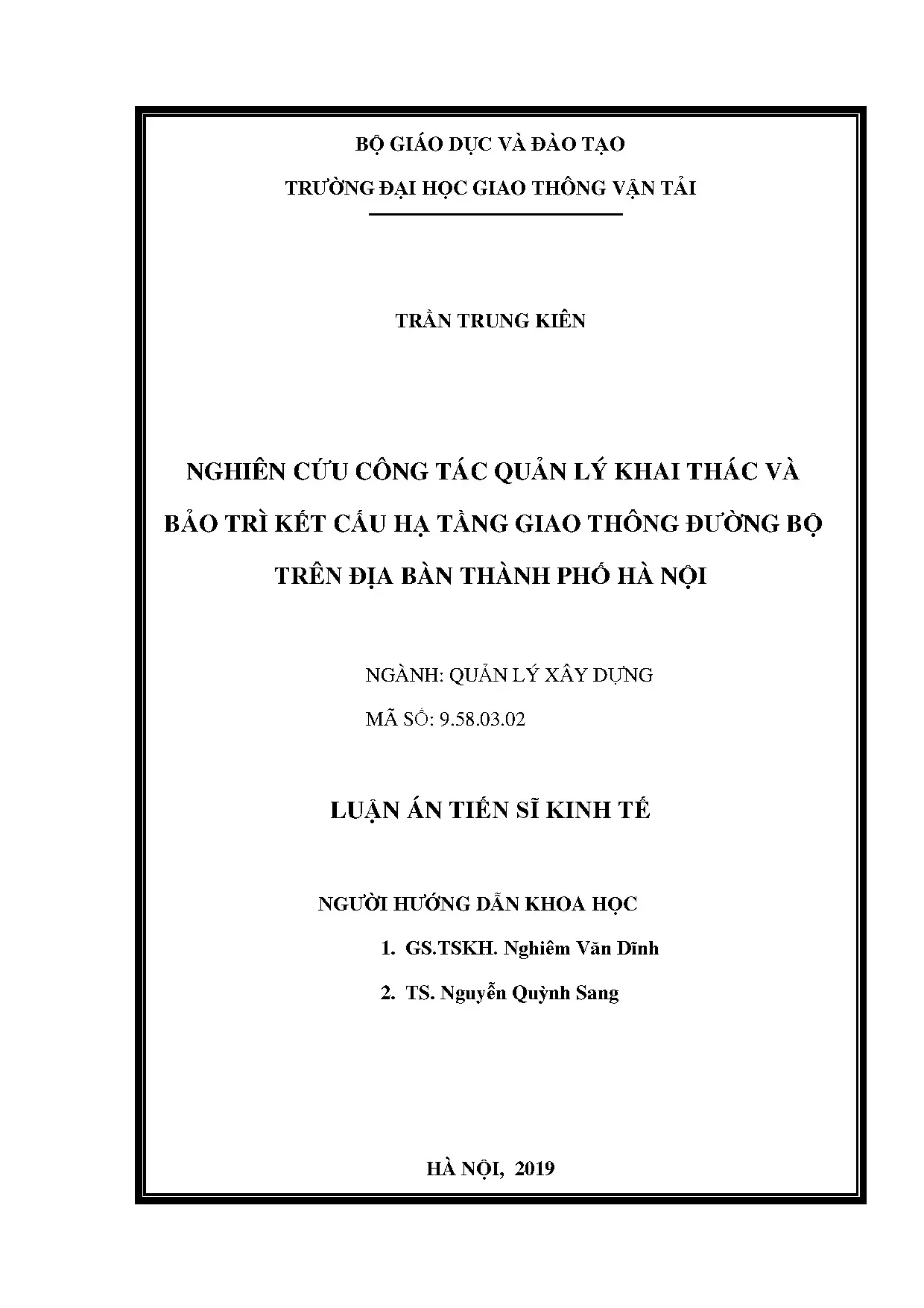 Quản lý khai thác bảo trì hạ tầng giao thông đường bộ Hà Nội