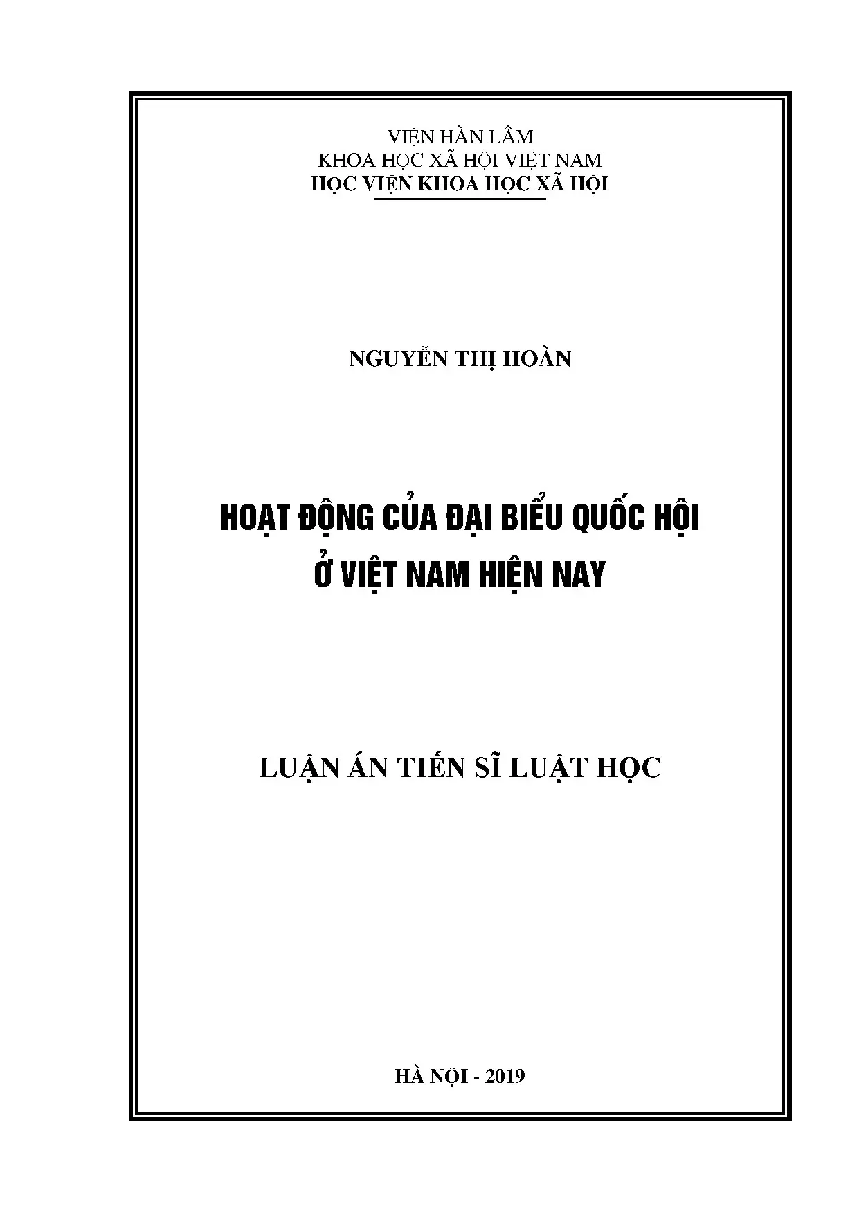 Luận án về hoạt động đại biểu Quốc hội Việt Nam