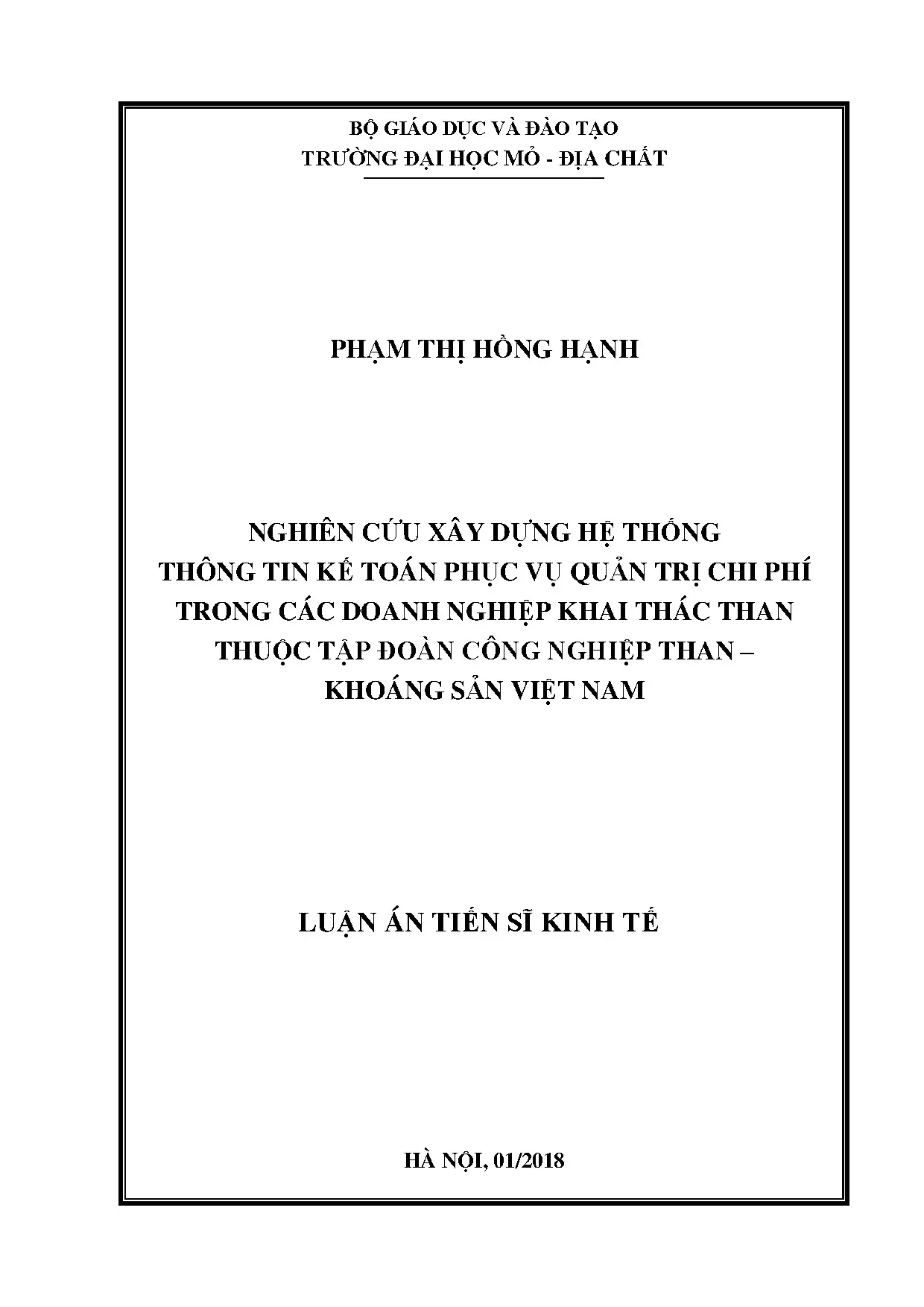 Hệ thống Kế toán Quản trị Chi phí Khai thác Than (TKV)