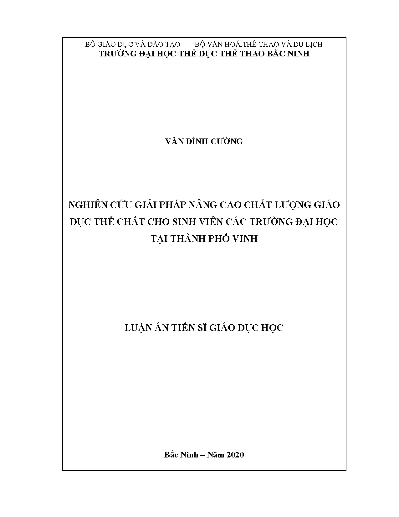 Nâng cao chất lượng GDTC cho sinh viên Đại học tại TP Vinh