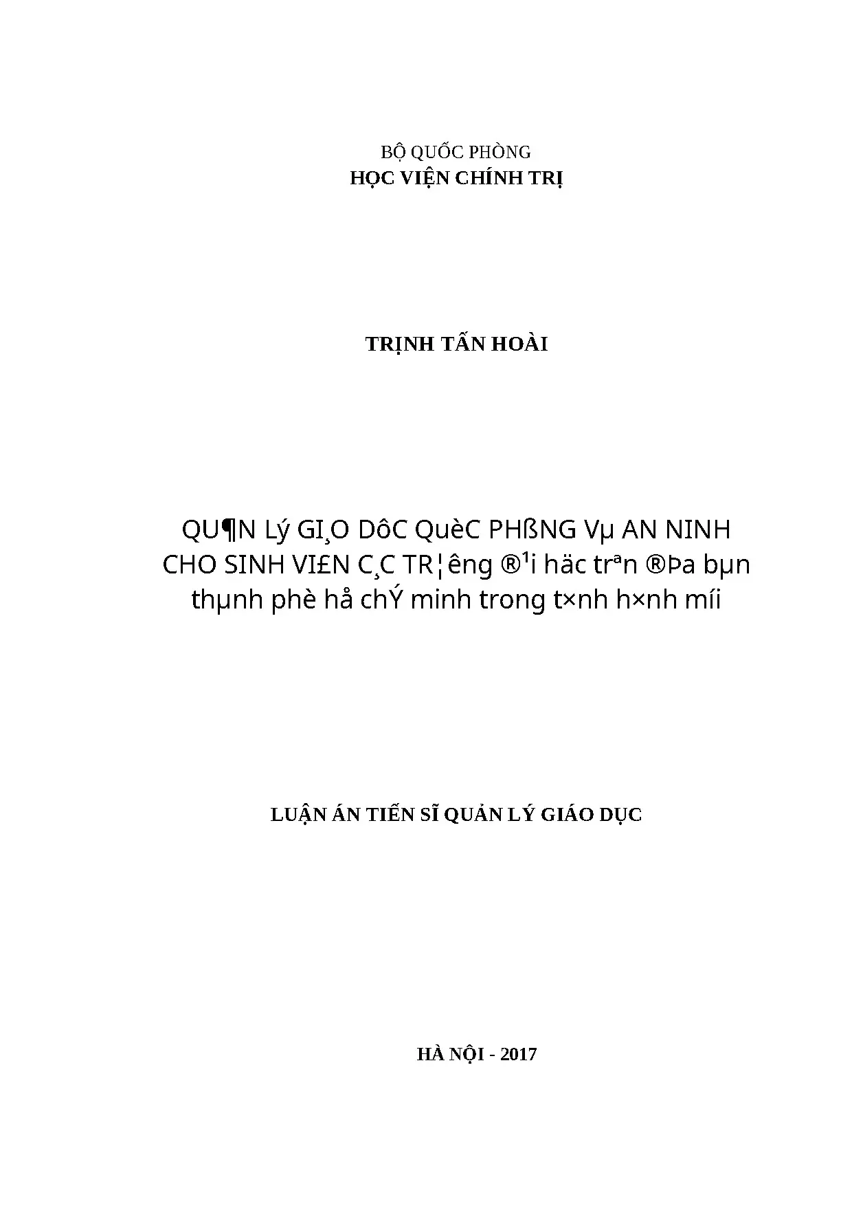 Quản lý giáo dục quốc phòng an ninh cho sinh viên ĐH TP.HCM