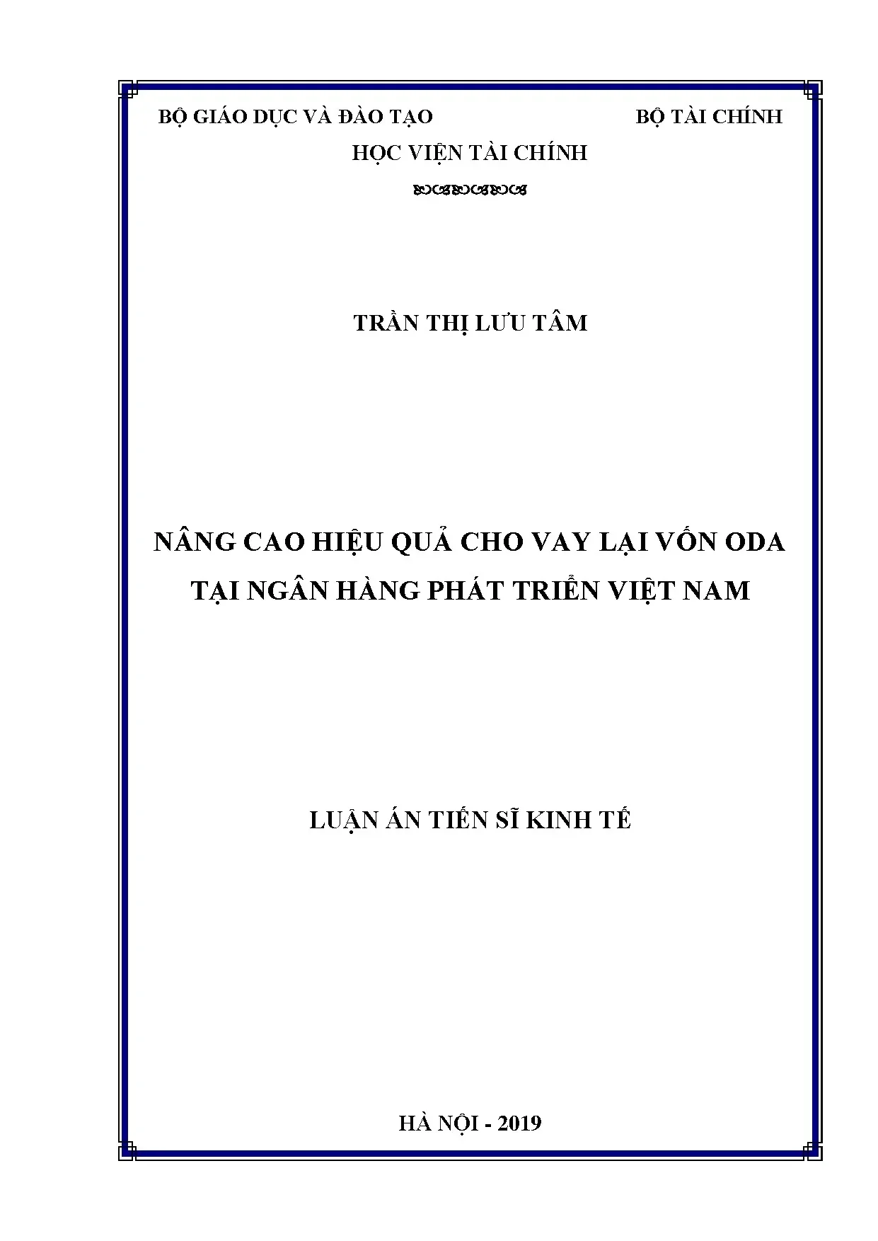 Nâng cao hiệu quả cho vay lại vốn ODA tại Ngân hàng Phát triển Việt Nam
