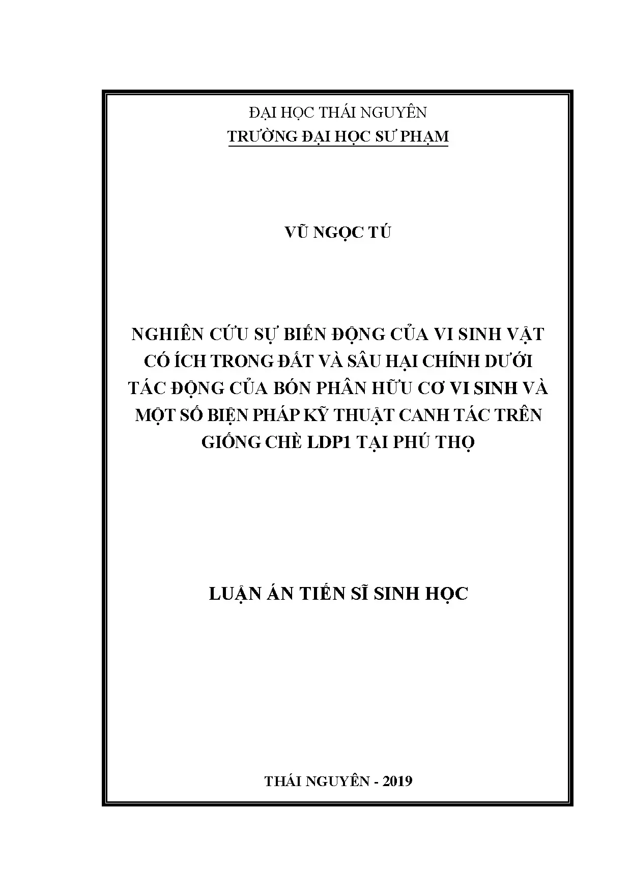 Biến động vi sinh vật đất và sâu hại chè LDP1 tại Phú Thọ