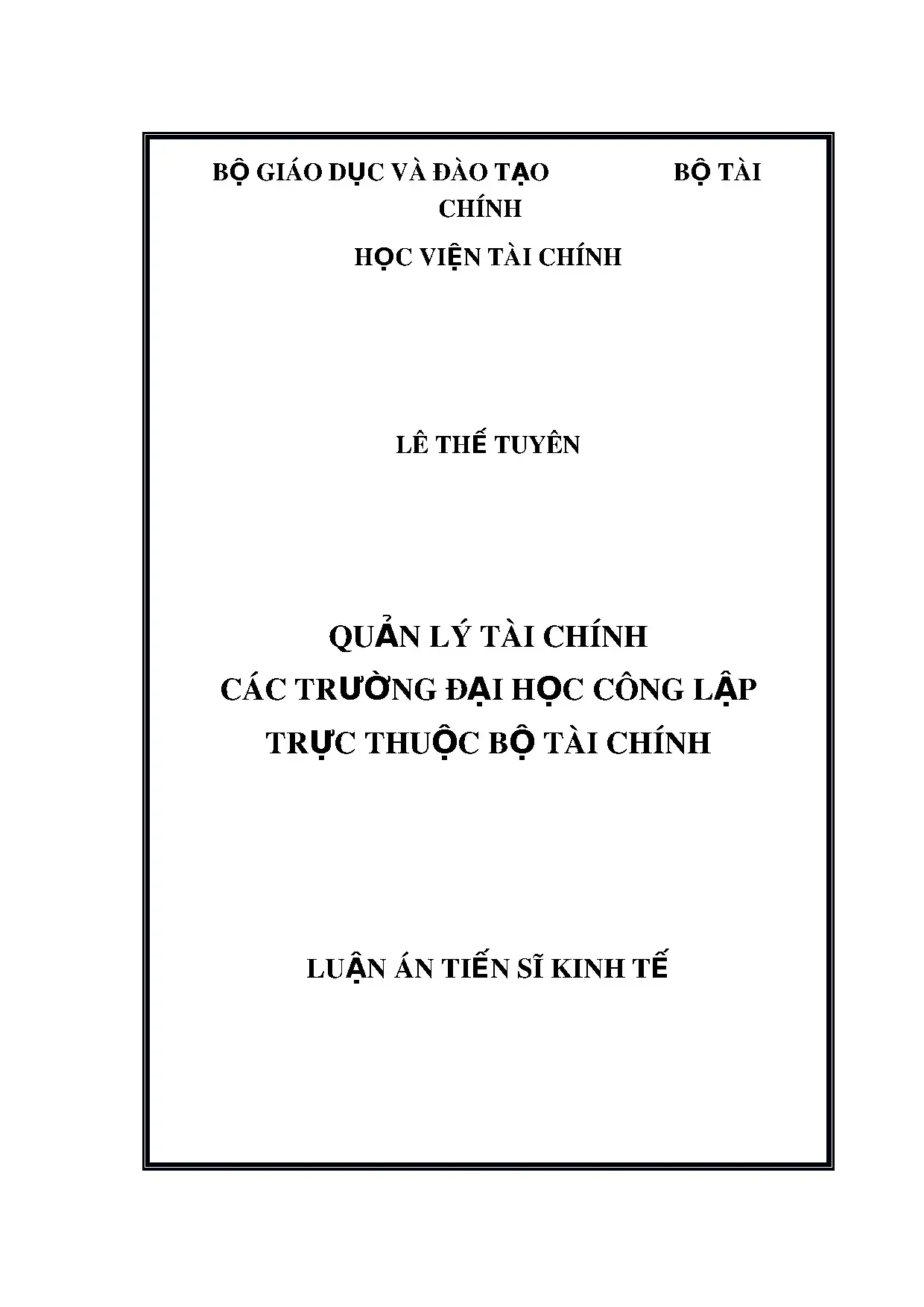 Quản lý tài chính trường đại học công lập thuộc Bộ Tài chính