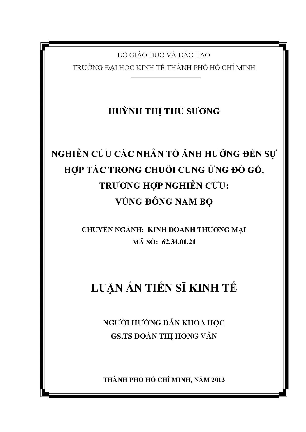 Nghiên cứu nhân tố hợp tác chuỗi cung ứng đồ gỗ Đông Nam Bộ