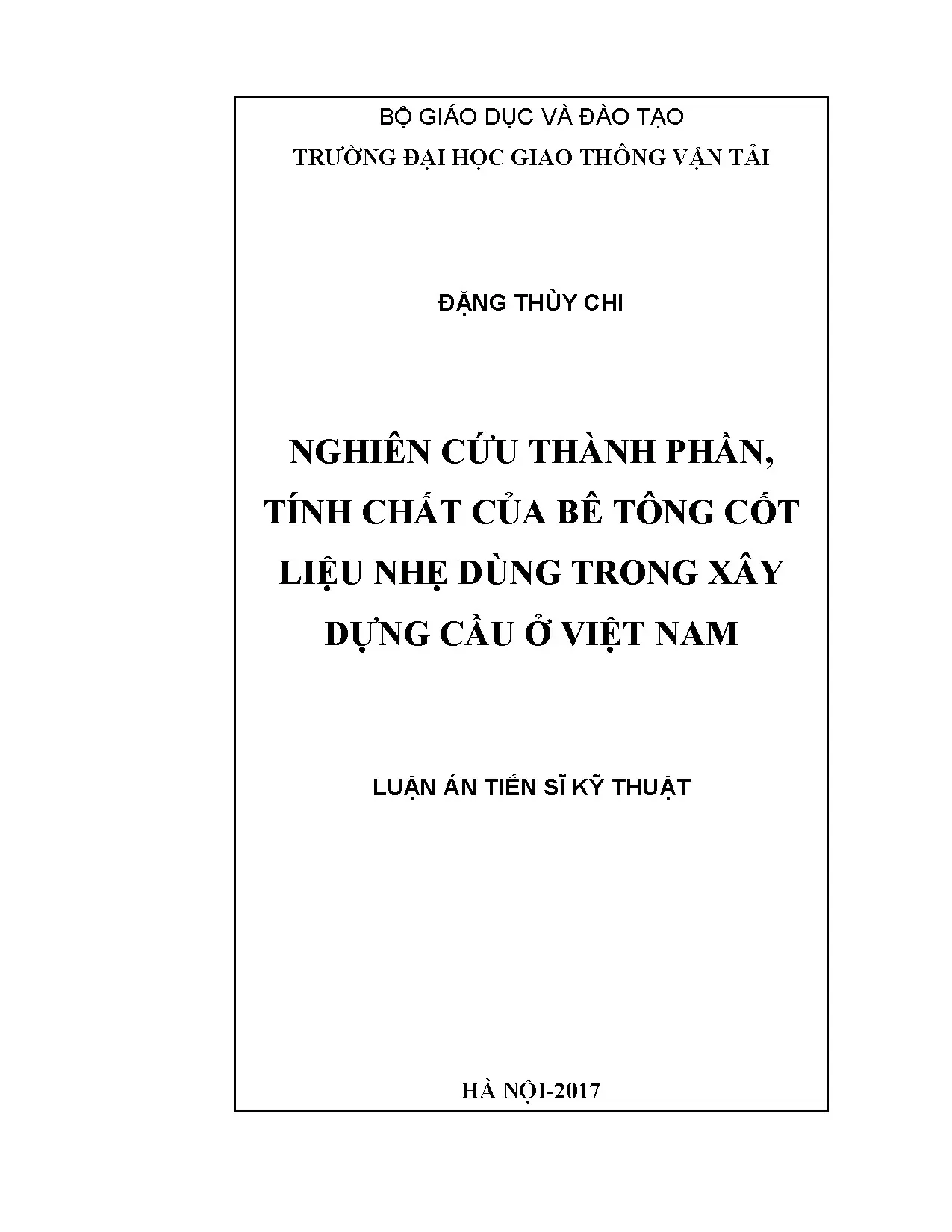Nghiên cứu bê tông cốt liệu nhẹ cho cầu tại Việt Nam