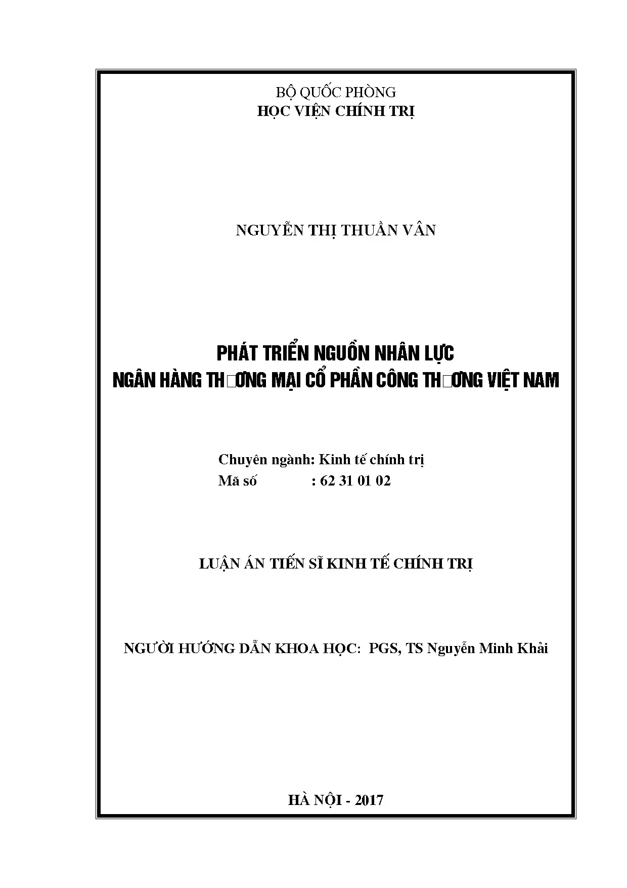 Phát triển nguồn nhân lực ngân hàng thương mại cổ phần Công thương Việt Nam
