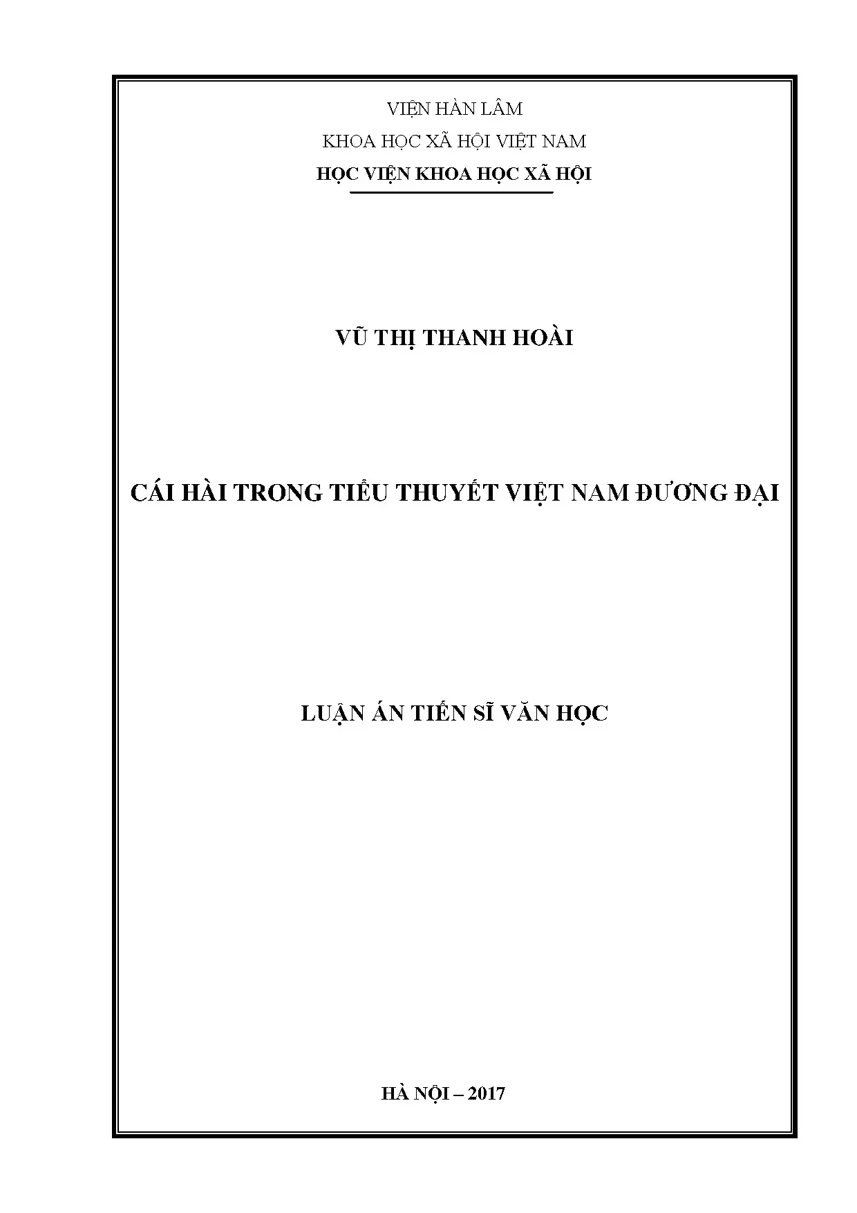 Nghiên cứu cái hài trong tiểu thuyết Việt Nam đương đại
