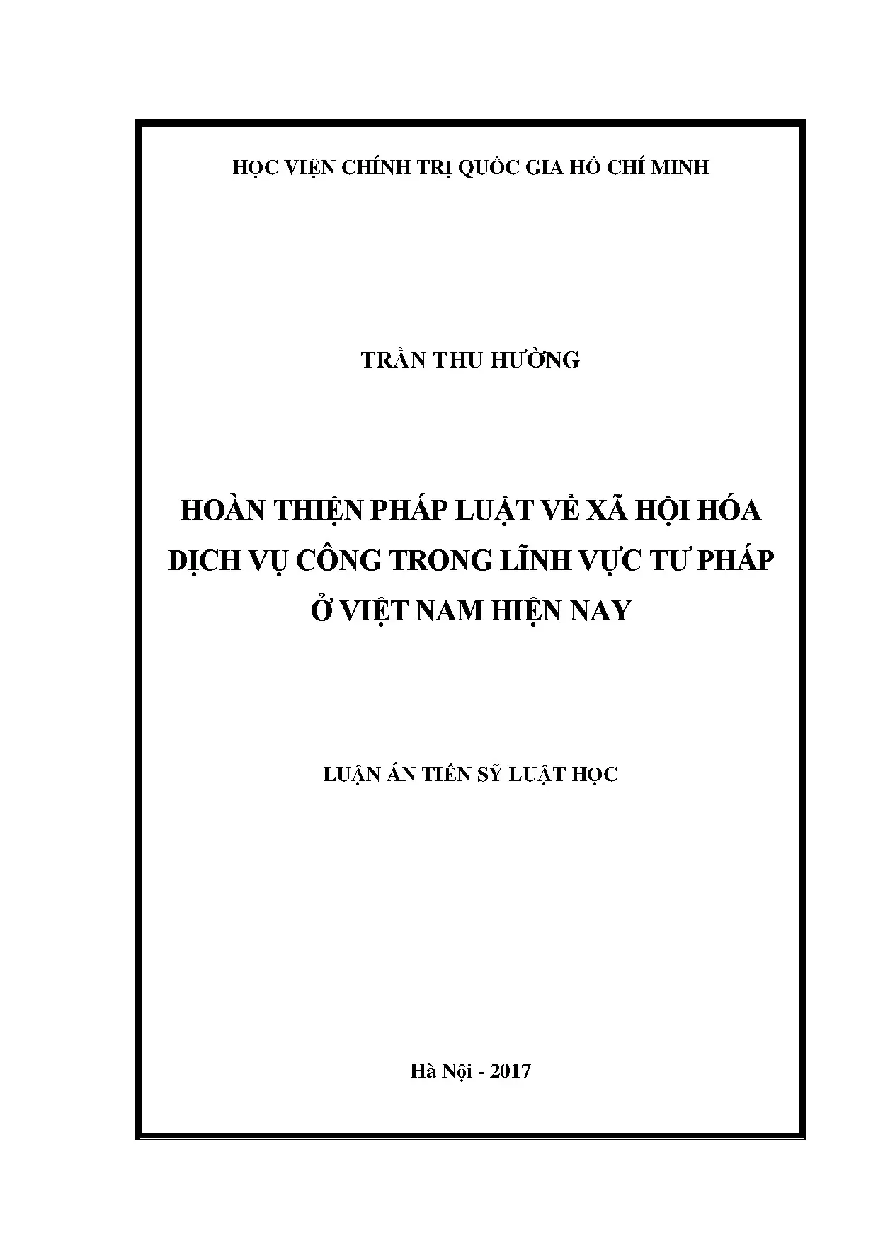 Hoàn thiện pháp luật xã hội hóa dịch vụ công tư pháp Việt Nam