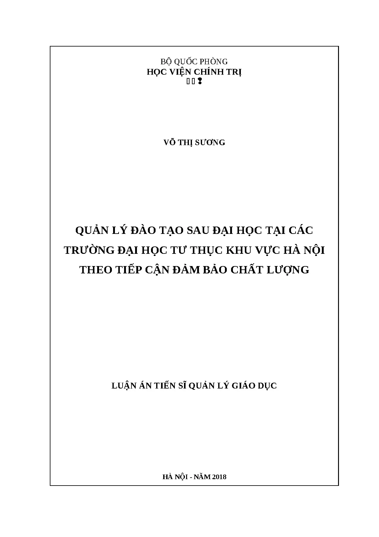 Quản lý đào tạo sau đại học tại đại học tư thục Hà Nội