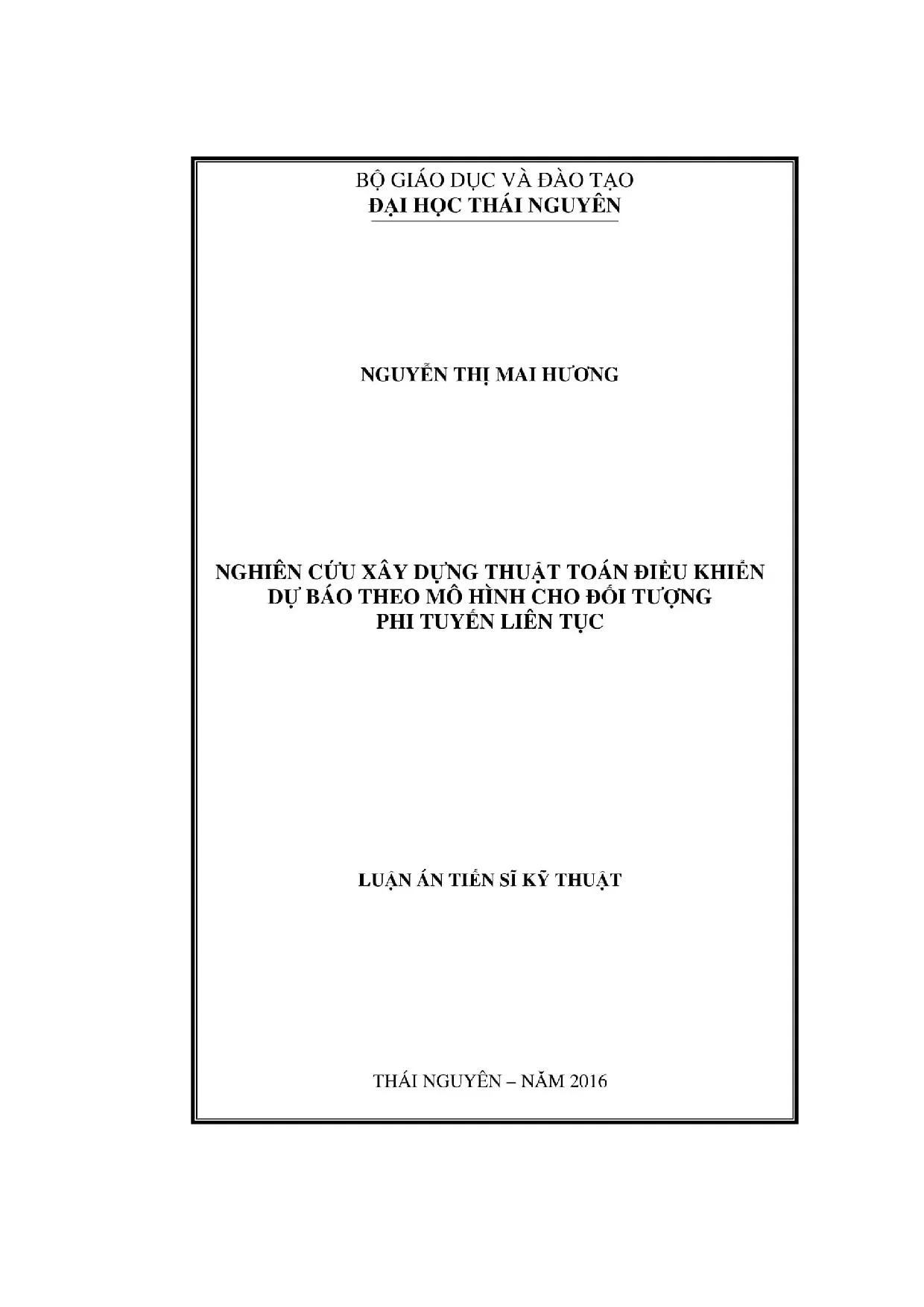 Nghiên cứu xây dựng thuật toán điều khiển dự báo theo mô hìn