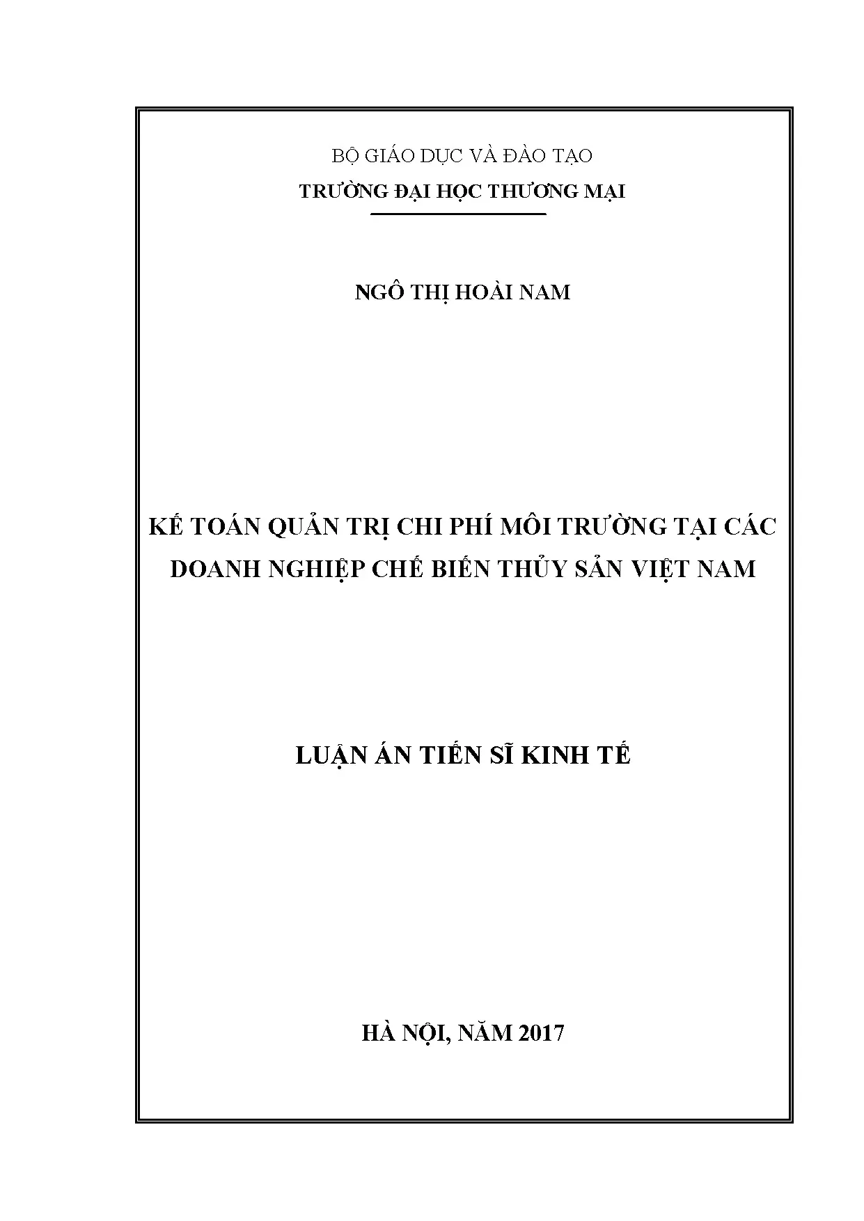 Kế toán quản trị chi phí môi trường doanh nghiệp thủy sản