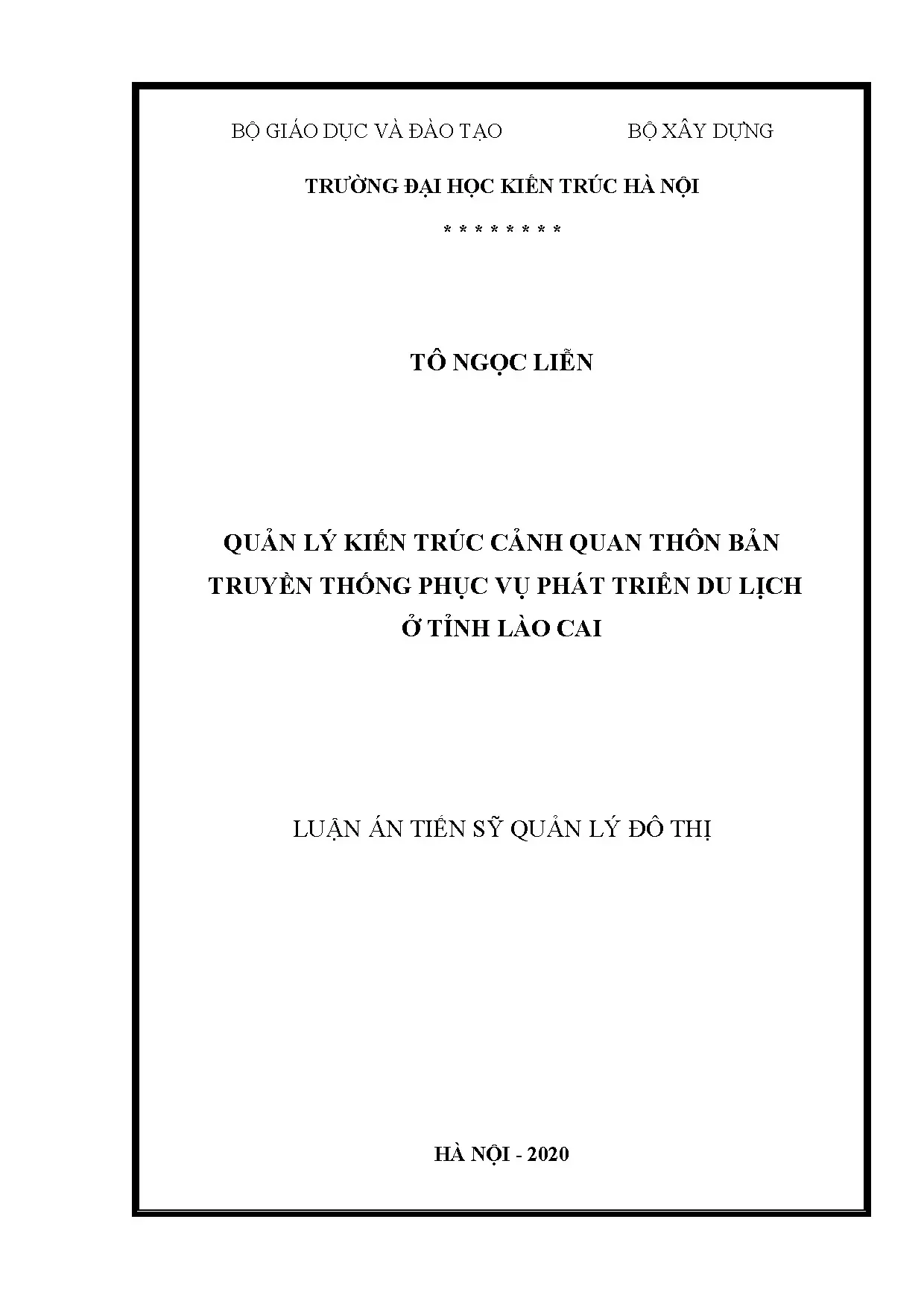 Quản lý kiến trúc cảnh quan thôn bản truyền thống Lào Cai phục vụ du lịch