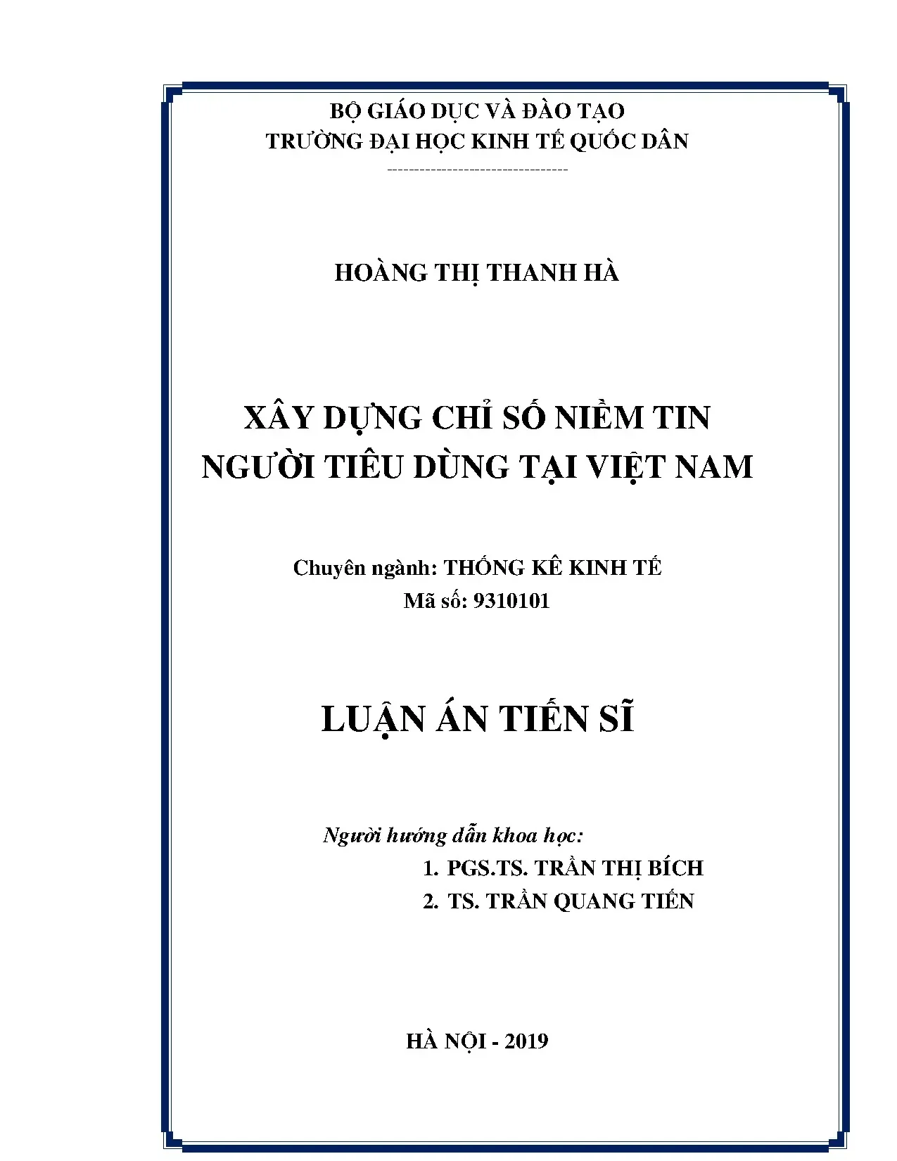 Xây dựng chỉ số niềm tin người tiêu dùng tại Việt Nam