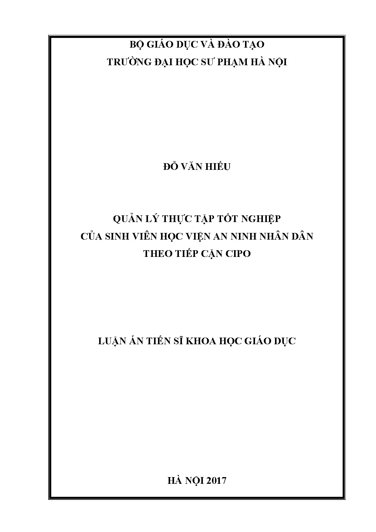 Quản lý thực tập tốt nghiệp sinh viên Học viện An ninh theo CIPO