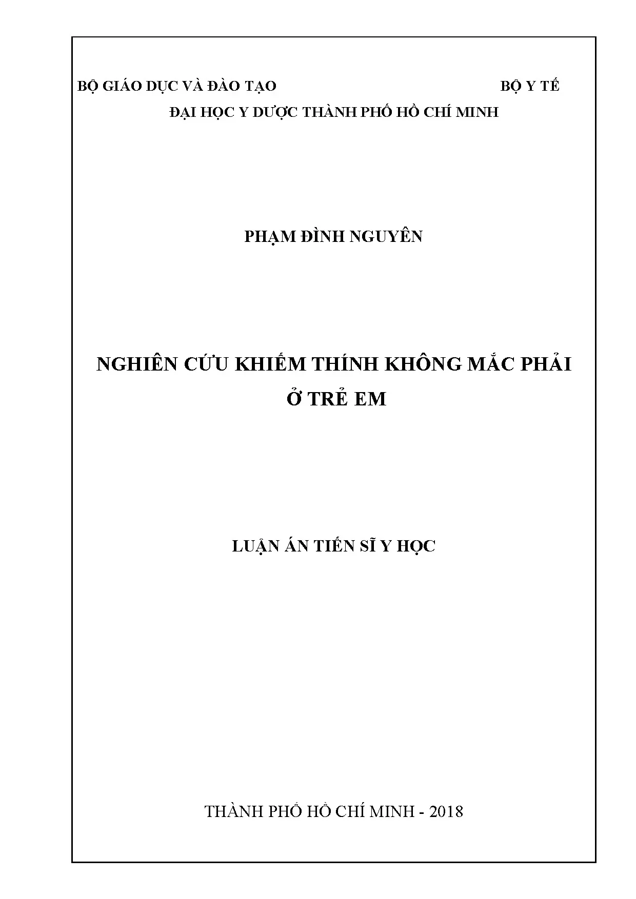 Luận án nghiên cứu khiếm thính không mắc phải ở trẻ em