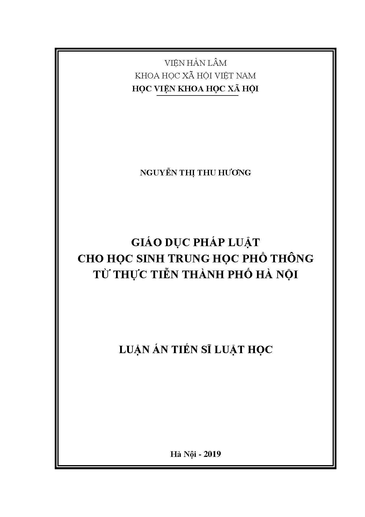 Giáo dục pháp luật cho học sinh THPT ở Hà Nội