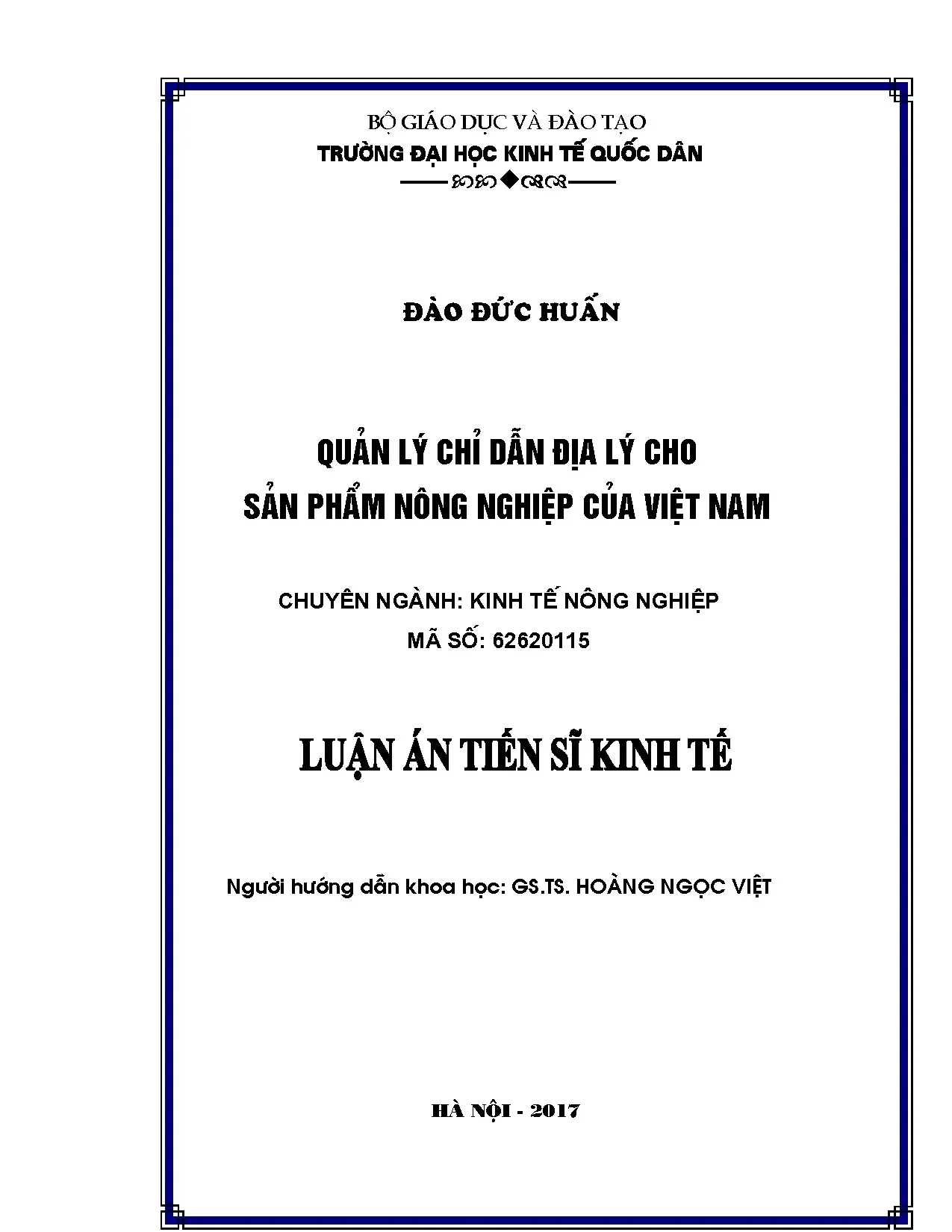 Quản lý chỉ dẫn địa lý sản phẩm nông nghiệp Việt Nam