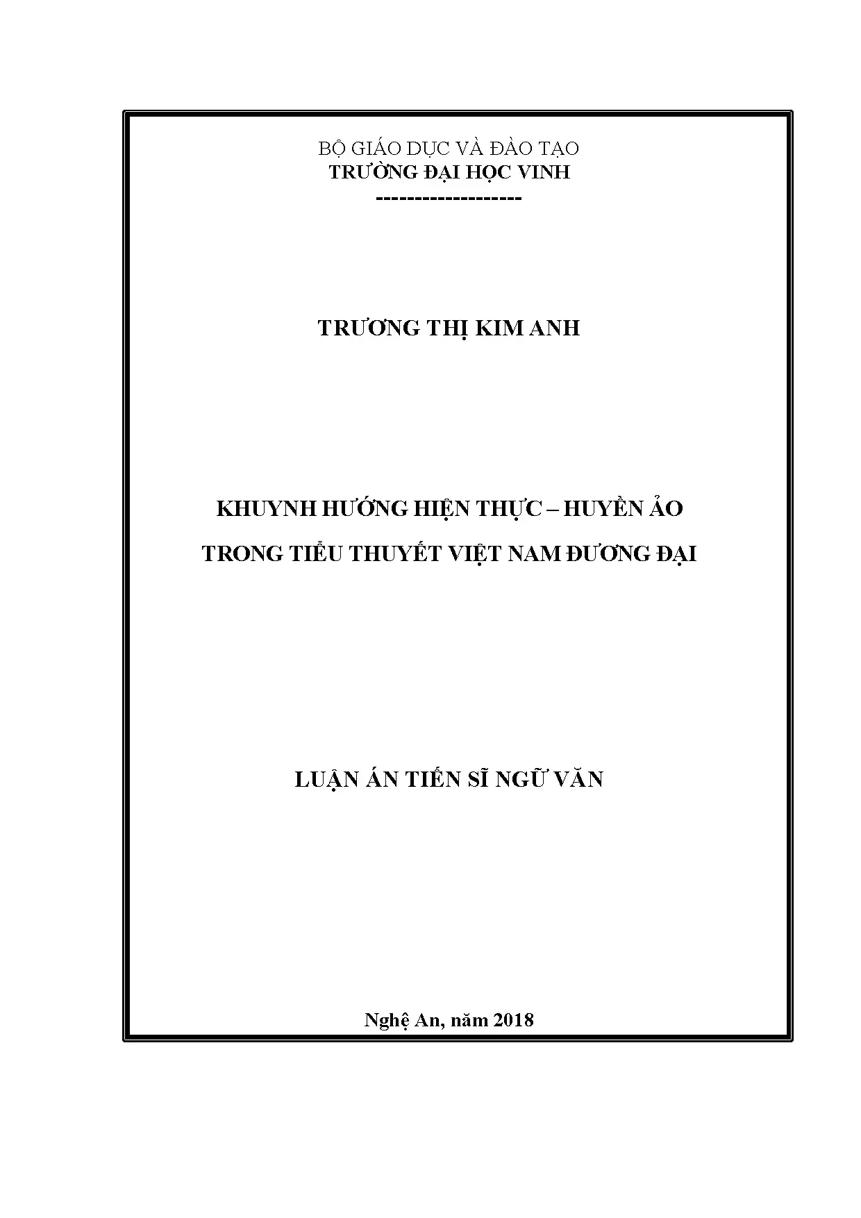 Khuynh hướng hiện thực huyền ảo trong tiểu thuyết Việt Nam