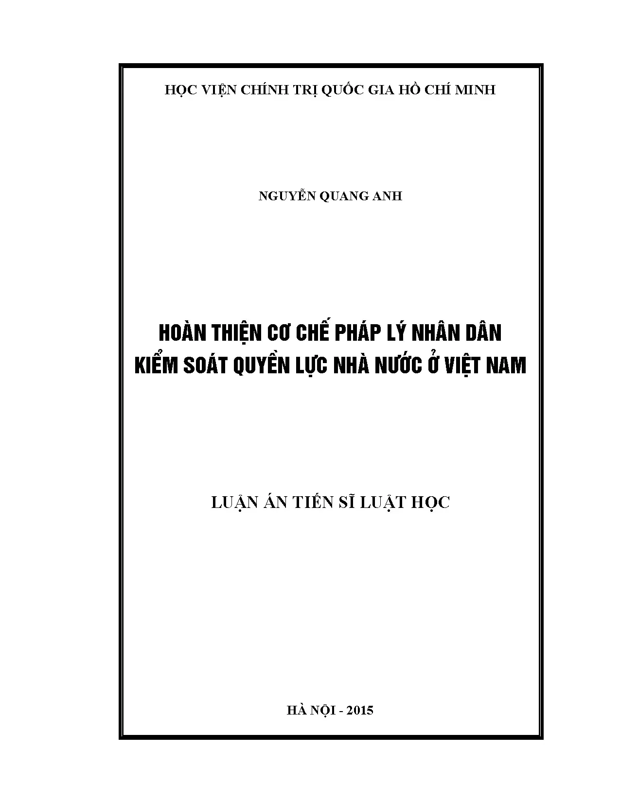 Cơ chế pháp lý nhân dân kiểm soát quyền lực nhà nước