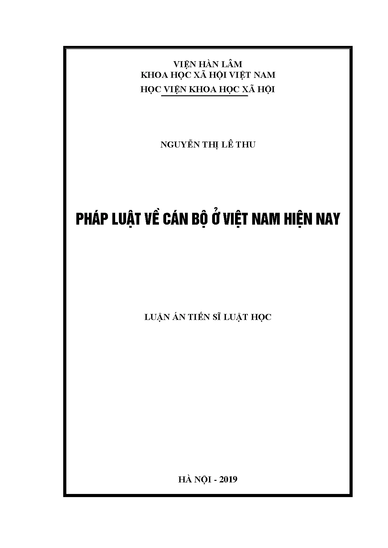 Pháp luật về cán bộ ở Việt Nam hiện nay - Luận án TS Luật học