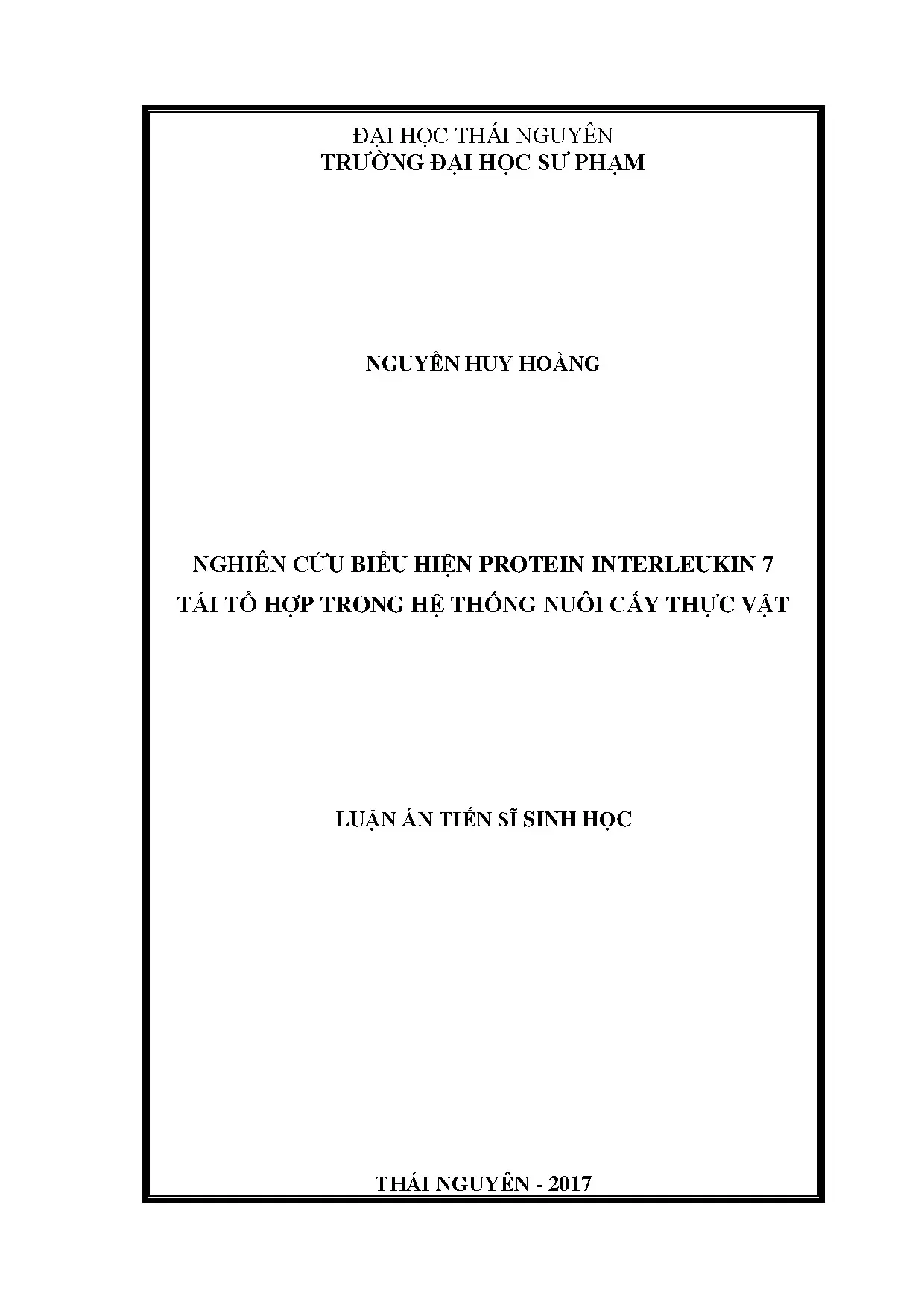 Biểu hiện protein interleukin-7 tái tổ hợp trong thực vật