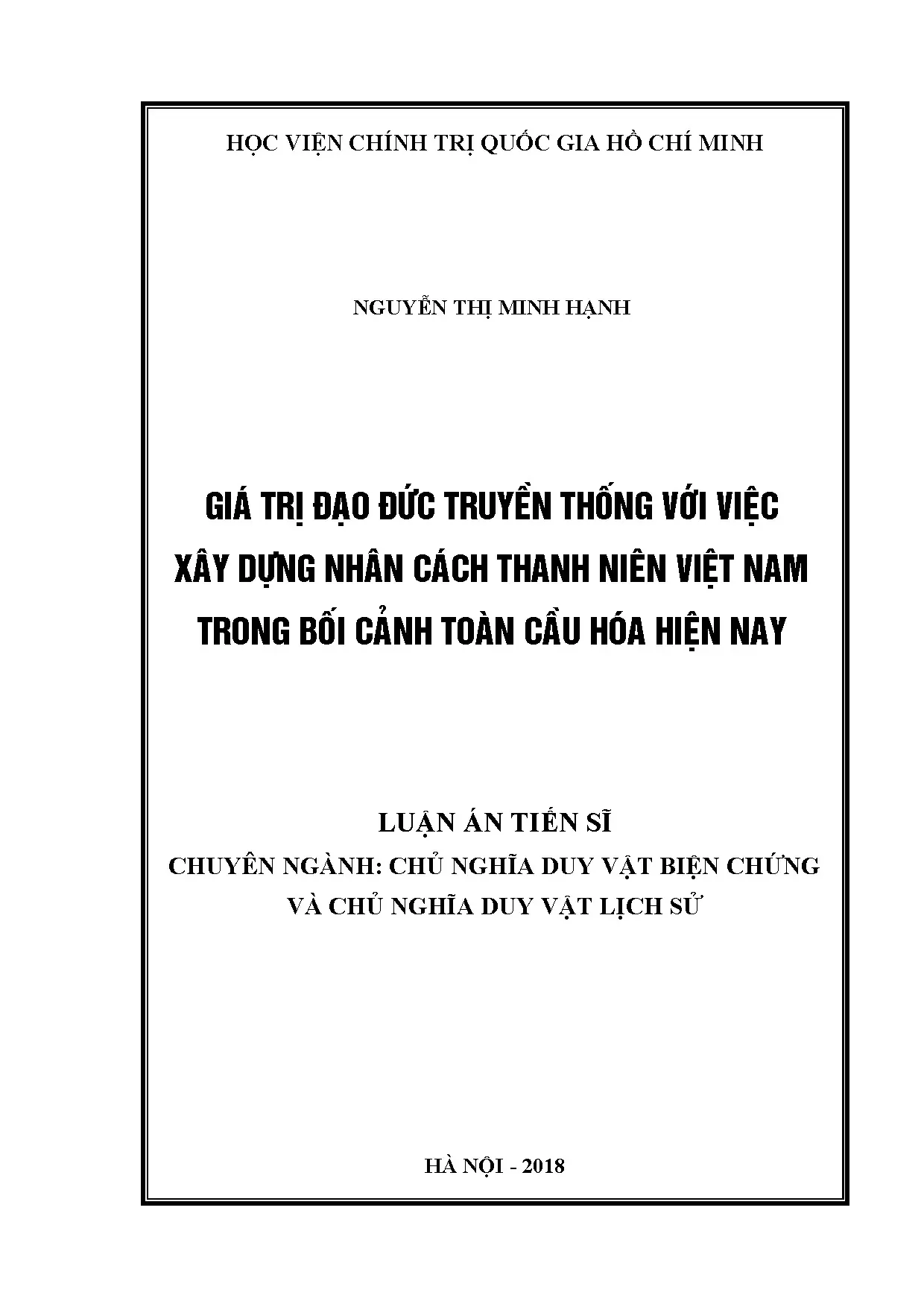 Giá trị đạo đức truyền thống và nhân cách thanh niên Việt Nam