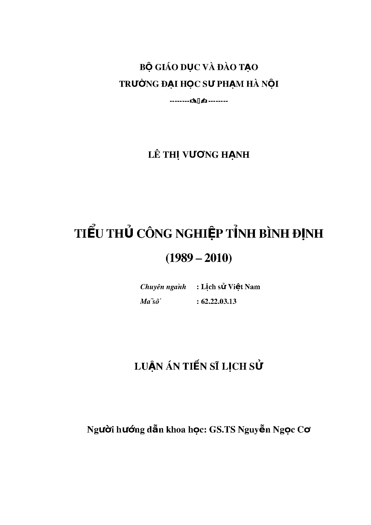 Tiểu thủ công nghiệp tỉnh Bình Định giai đoạn 1989-2010