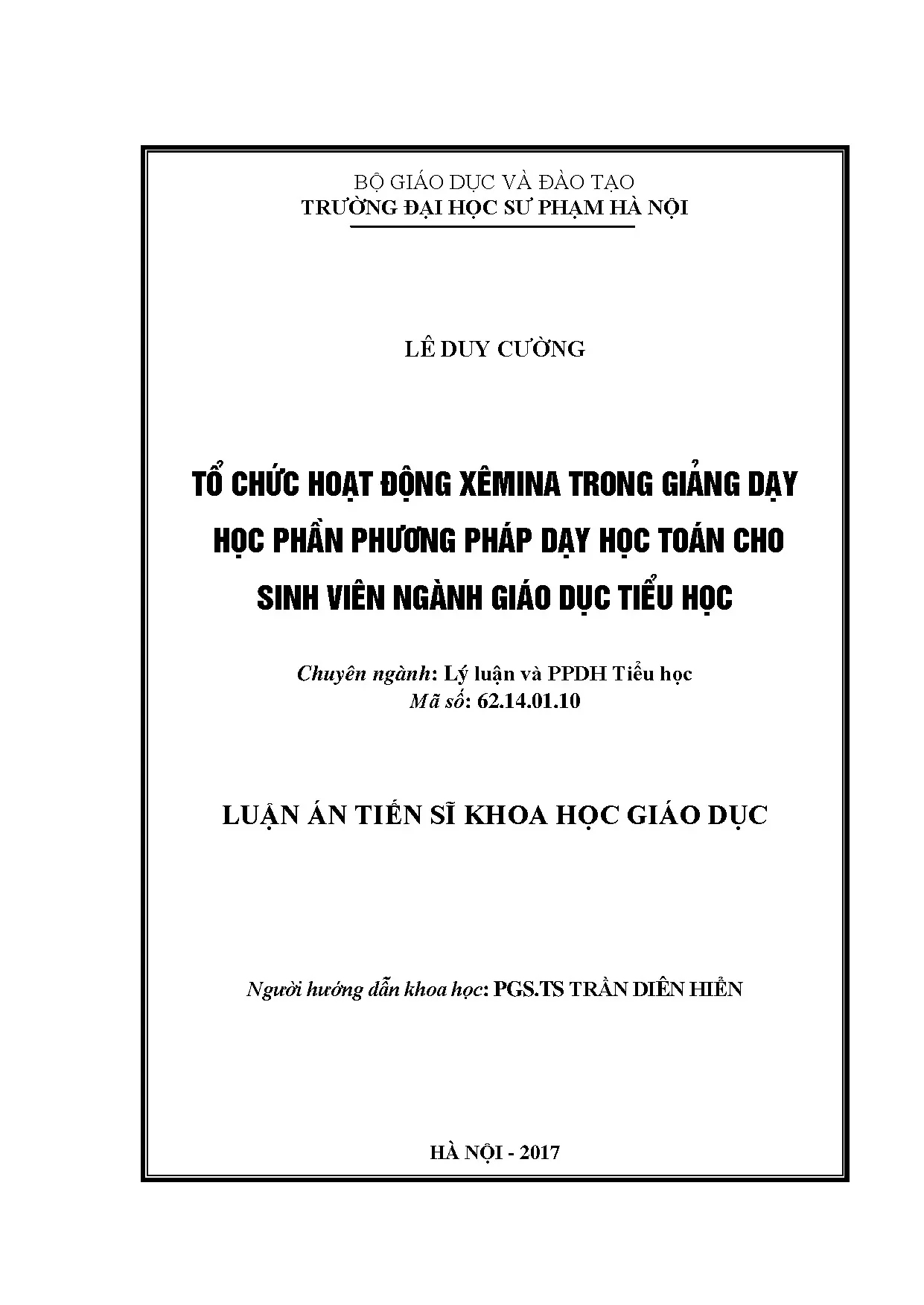 Tổ chức xêmina trong giảng dạy phương pháp dạy học toán