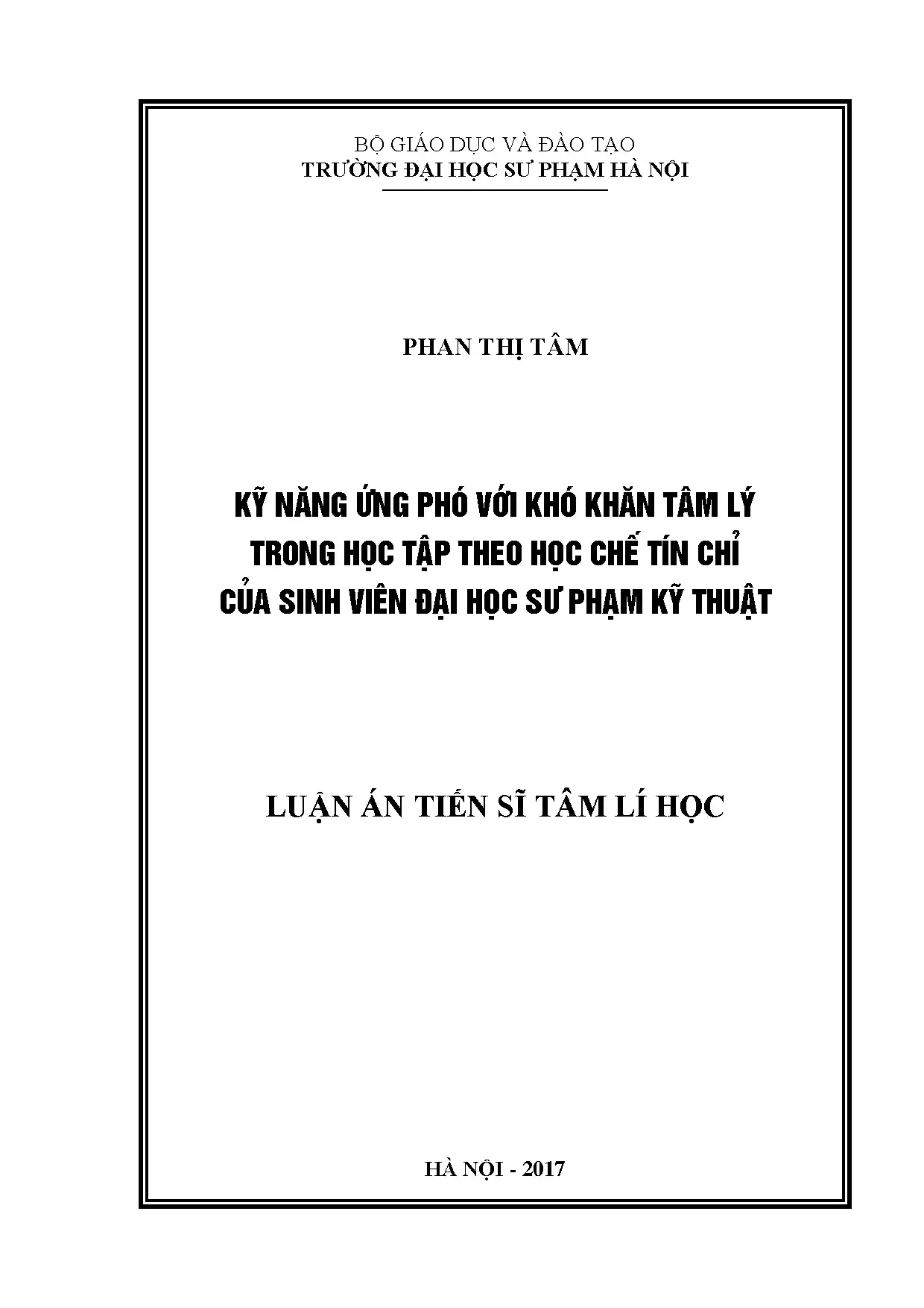 Kỹ năng ứng phó khó khăn tâm lý trong học tập tín chỉ