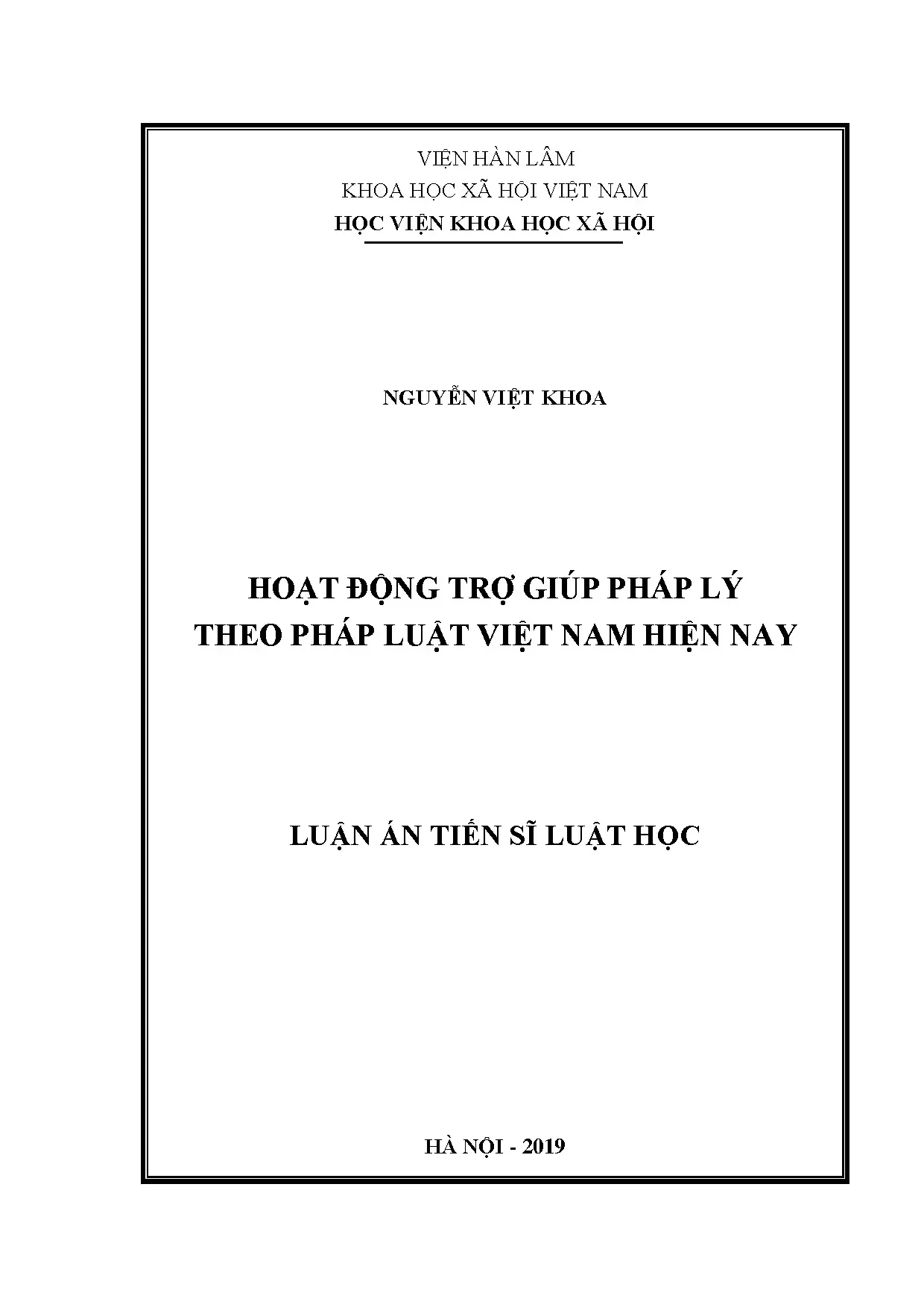 Luận án tiến sĩ luật học về trợ giúp pháp lý tại Việt Nam